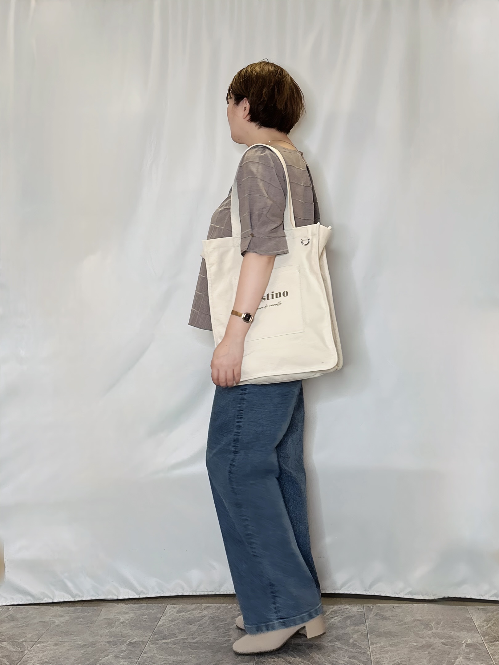 たみさんの「SHOO･LA･RUE｜【セットアップ可/S-LL】夏でも感じられる秋気分 モールチェックタックスリーブ ブラウス」を使ったコーディネート