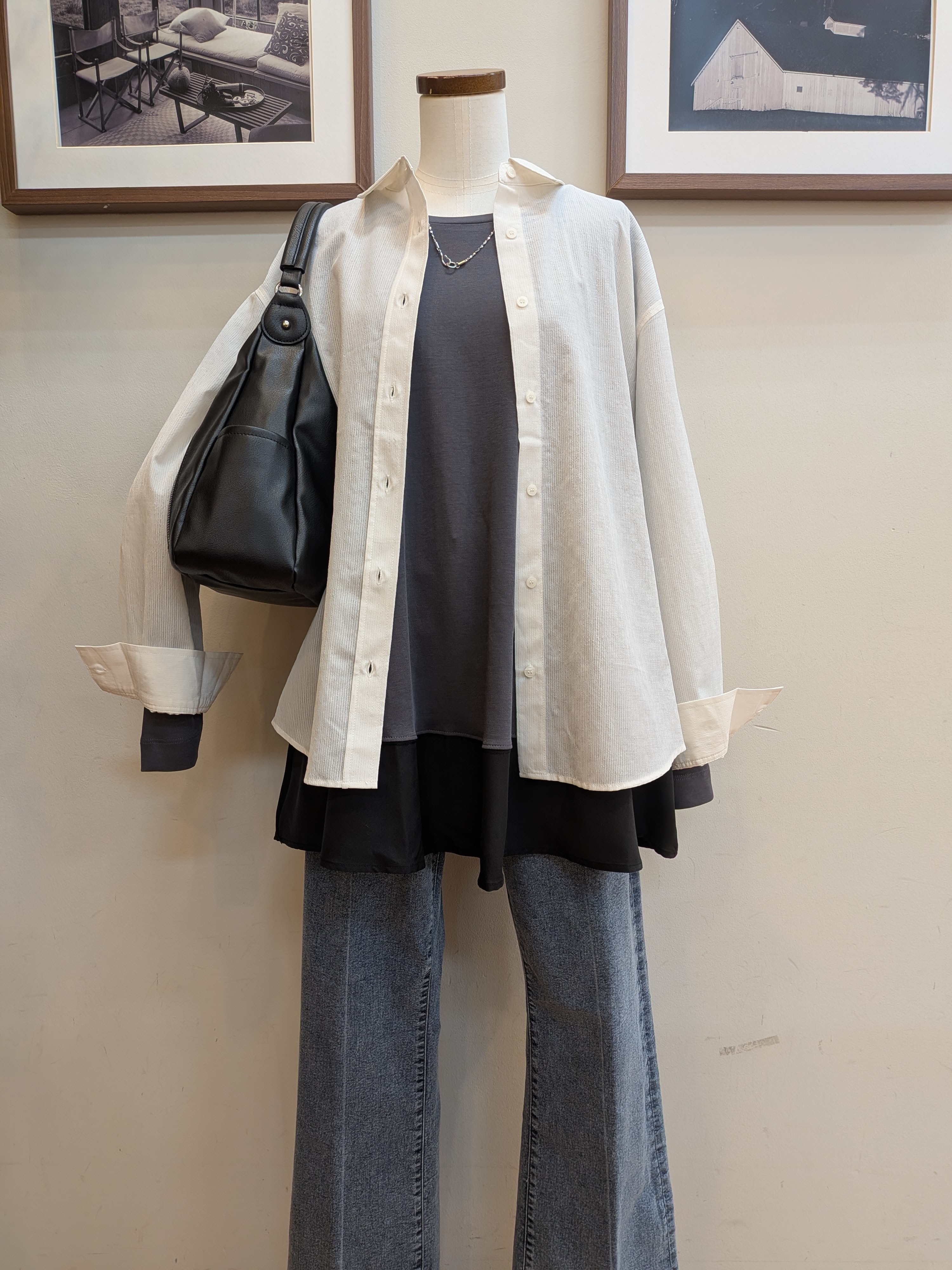 うっちーさんの「SHOO･LA･RUE｜【通気性〇/S-LL/洗濯機可】大人のきちんとベーシックシャツ」を使ったコーディネート