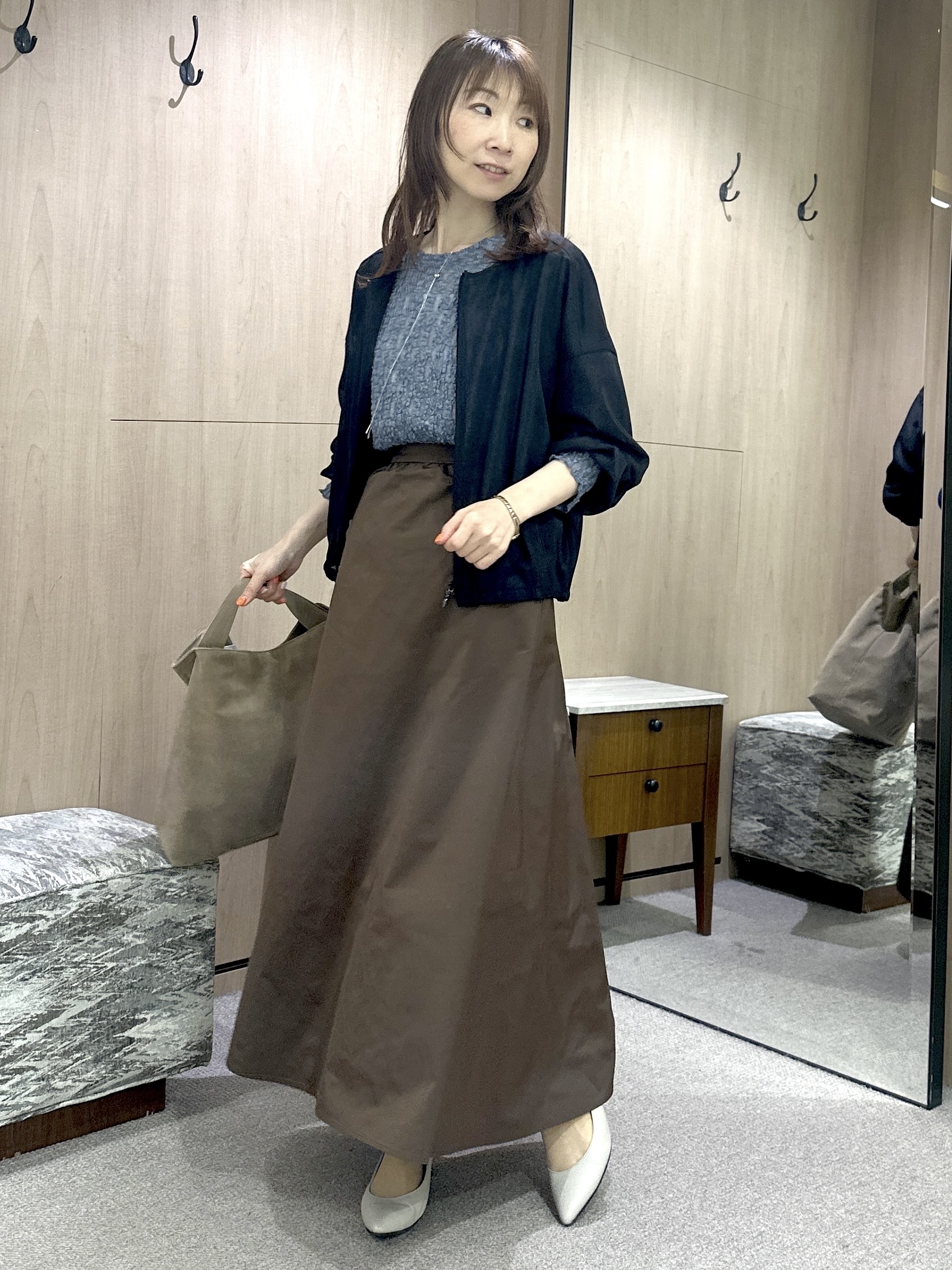 Miwaさんの「UNTITLED｜【秋羽織り/ジップ】トリコットシアーブラウス」を使ったコーディネート