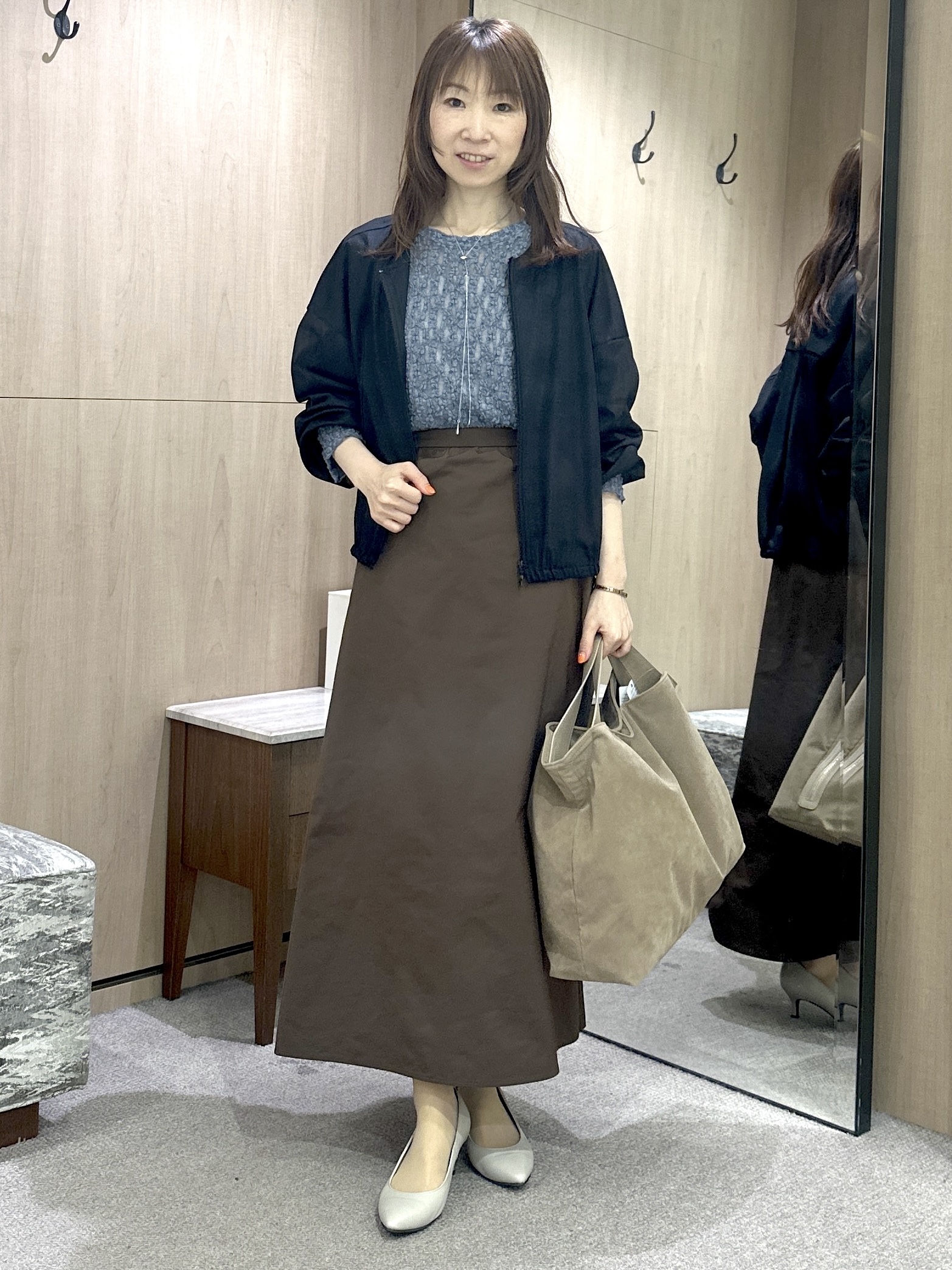 Miwaさんの「UNTITLED｜【秋羽織り/ジップ】トリコットシアーブラウス」を使ったコーディネート