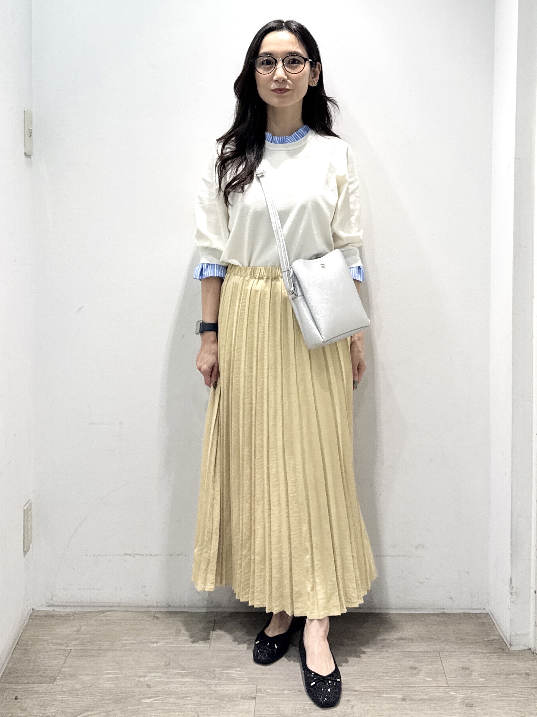 yuicciさんの「OPAQUE.CLIP｜【UVケア／遮熱性】フリルドッキングニット《洗濯機OK》」を使ったコーディネート