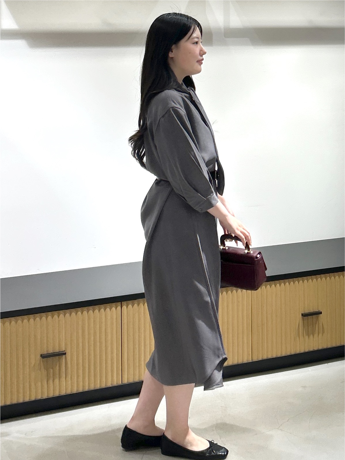 sayaさんの「OPAQUE.CLIP｜ボウタイ付きシャツワンピース【洗濯機OK】」を使ったコーディネート