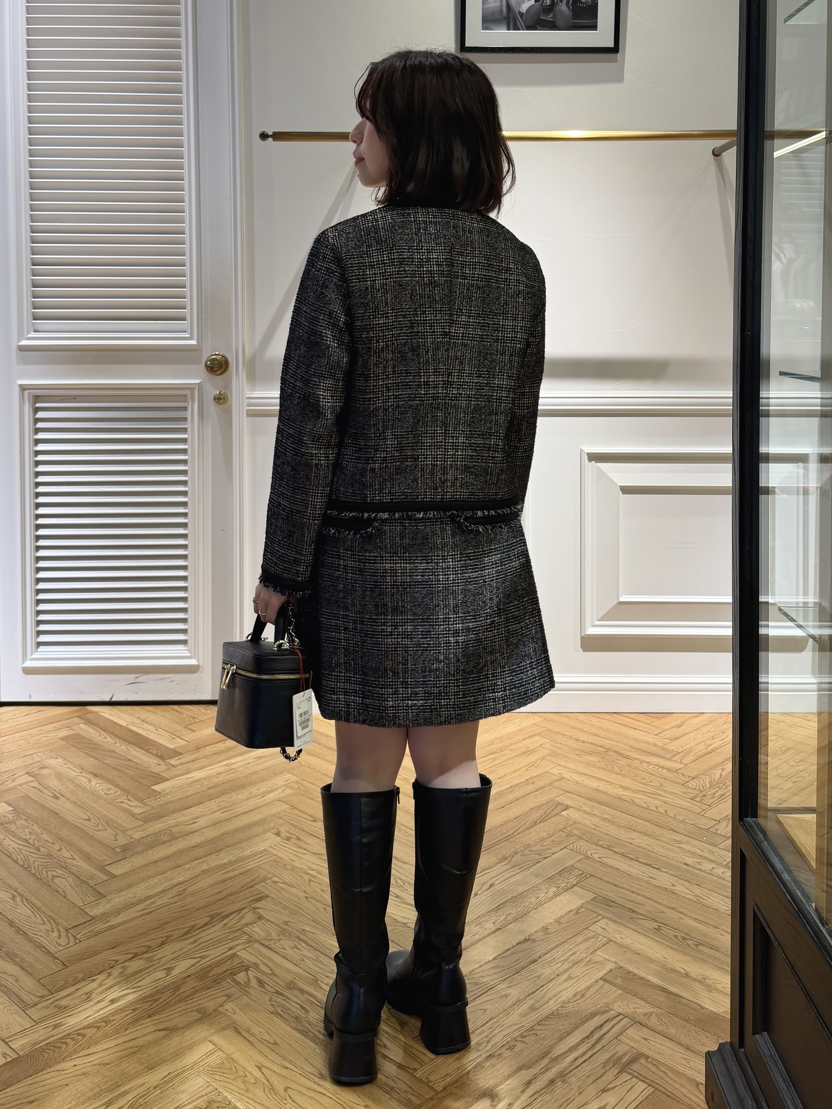 つじ まこさんの「DRESSTERIOR｜【セットアップ可】ループグレンチェックノーカラージャケット」を使ったコーディネート