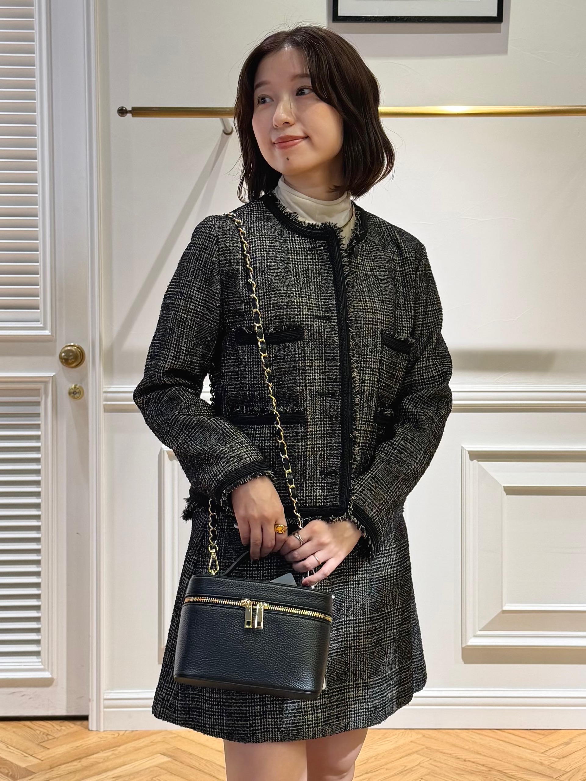 つじ まこさんの「DRESSTERIOR｜【セットアップ可】ループグレンチェックノーカラージャケット」を使ったコーディネート