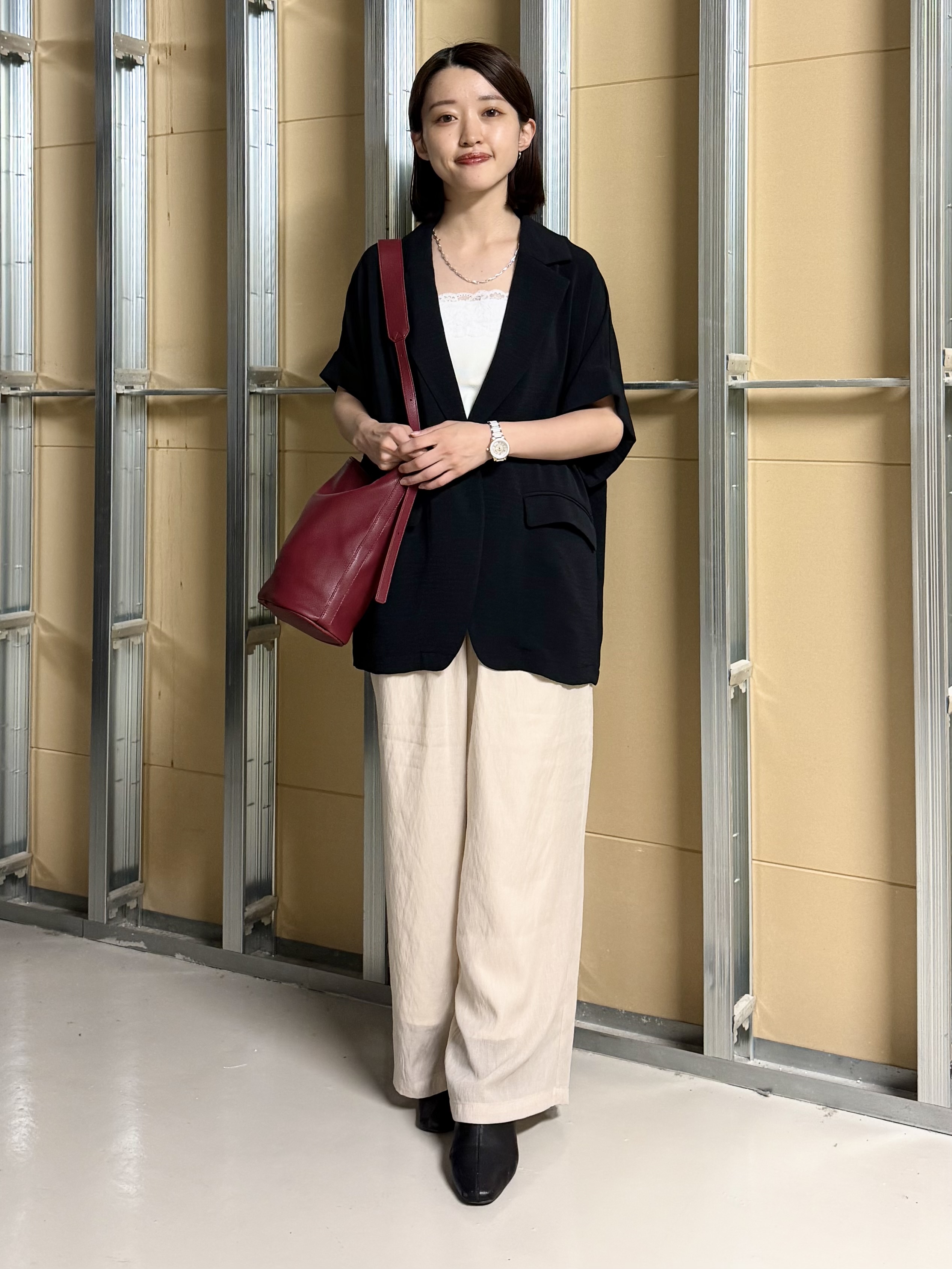 sahoさんの「THE SHOP TK｜【ひんやり/吸水速乾/UV/防しわ】ON/OFFどちらにも 軽やか半袖ジャケット」を使ったコーディネート