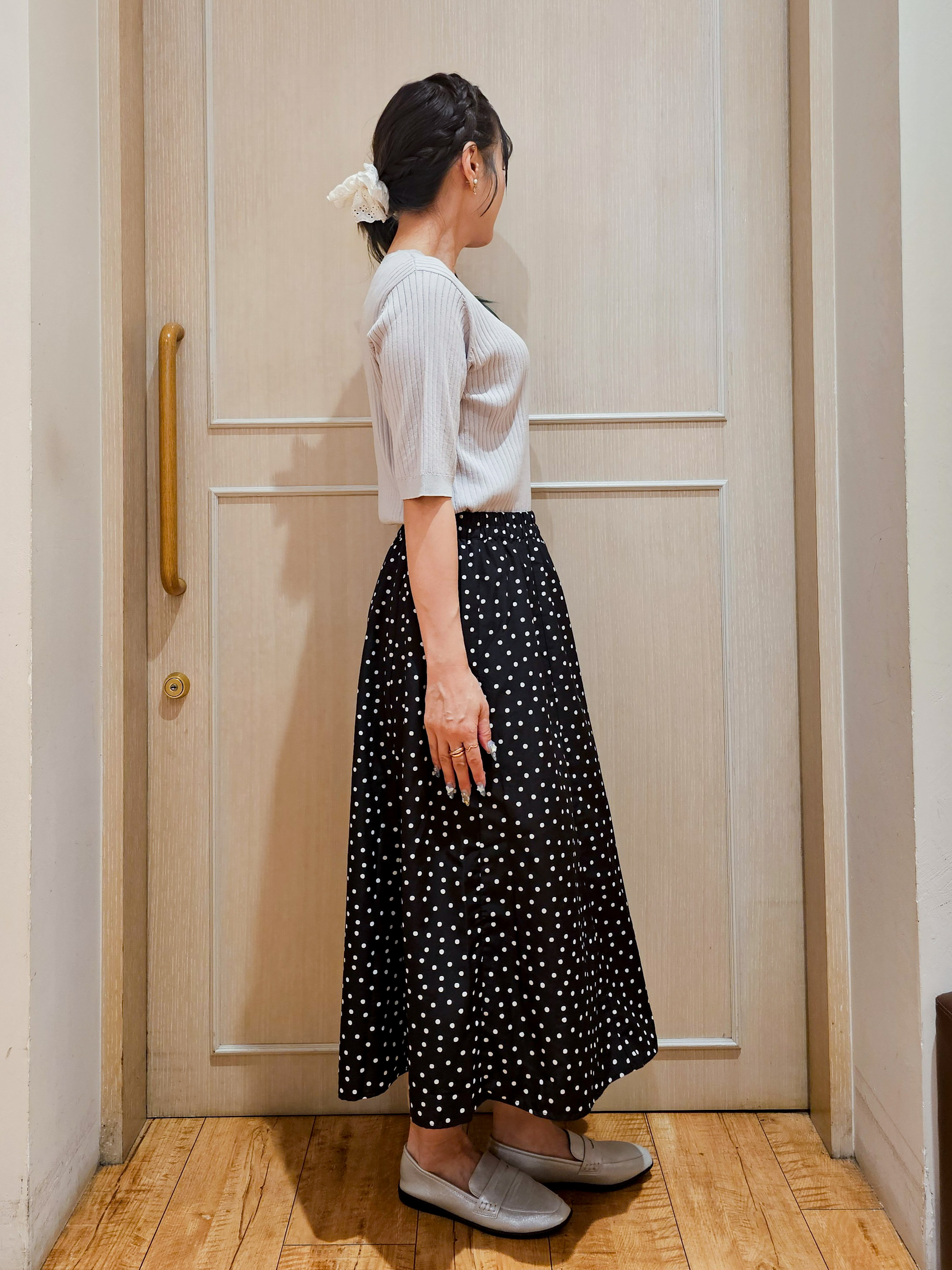 ゆゆさんの「SHOO･LA･RUE｜【S-LL】抜け感ある着こなしに ヘンリーネック リブニット」を使ったコーディネート