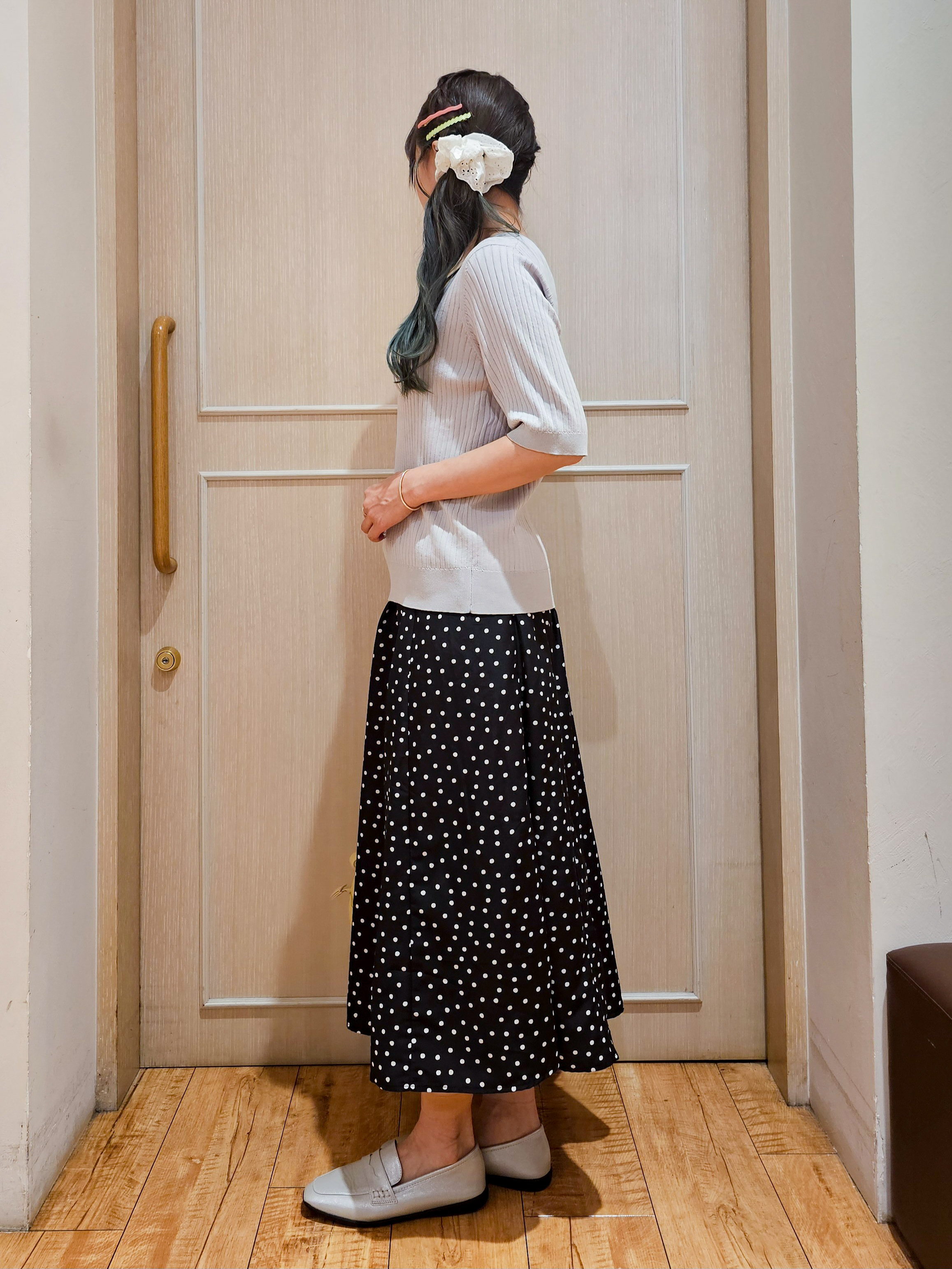 ゆゆさんの「SHOO･LA･RUE｜【S-LL】抜け感ある着こなしに ヘンリーネック リブニット」を使ったコーディネート