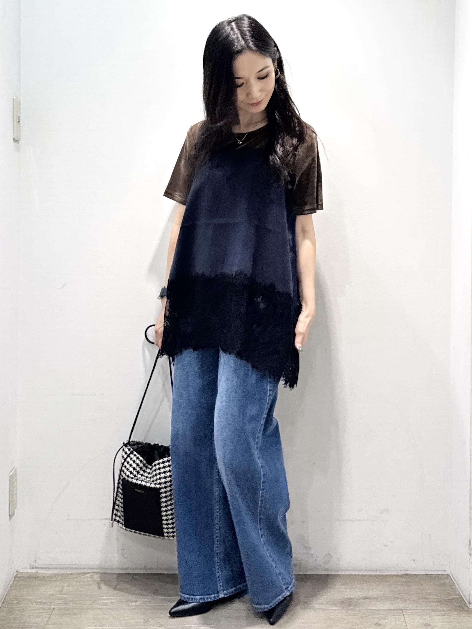 yuicciさんの「OPAQUE.CLIP｜フロッキーチュールカットソー【洗濯機OK】」を使ったコーディネート