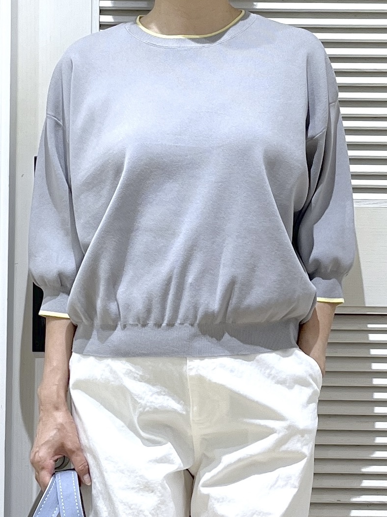Miyazakiさんの「Dessin｜【UVカット/マシンウォッシャブル】6分袖配色ニット」を使ったコーディネート