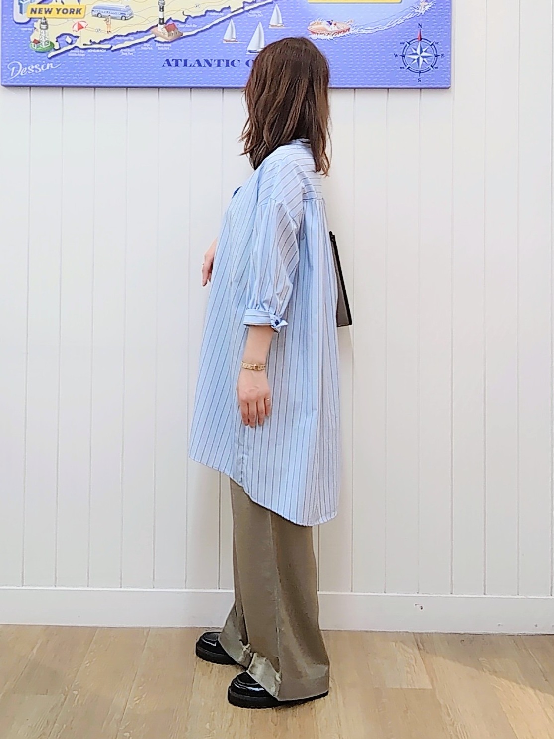 itoさんの「Dessin｜【UVカット】チュニックストライプシャツ6分袖」を使ったコーディネート