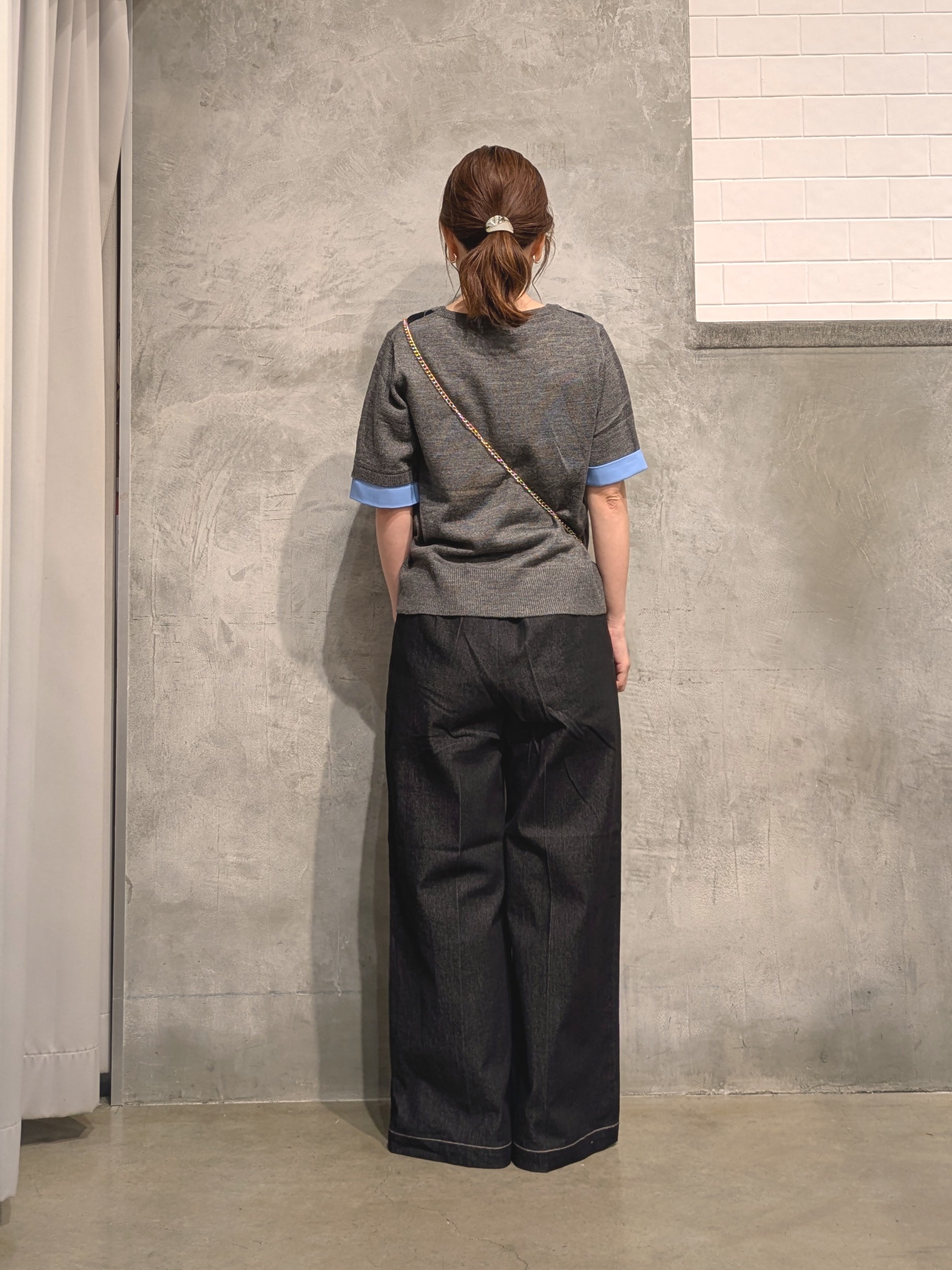  E.Yさんの「THE SHOP TK｜POLO BCS/アーガイル5分袖ニット」を使ったコーディネート