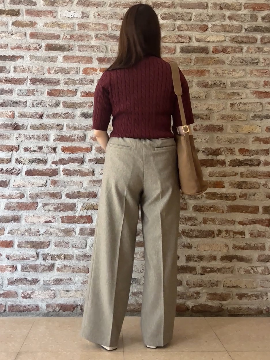 tokiさんの「THE SHOP TK｜POLO BCS/ケーブル5分袖ニット」を使ったコーディネート