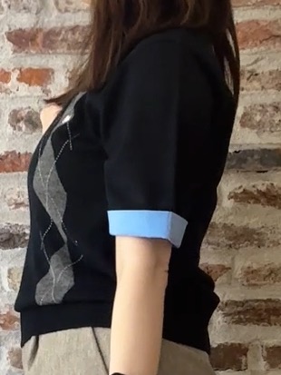 tokiさんの「THE SHOP TK｜POLO BCS/アーガイル5分袖ニット」を使ったコーディネート