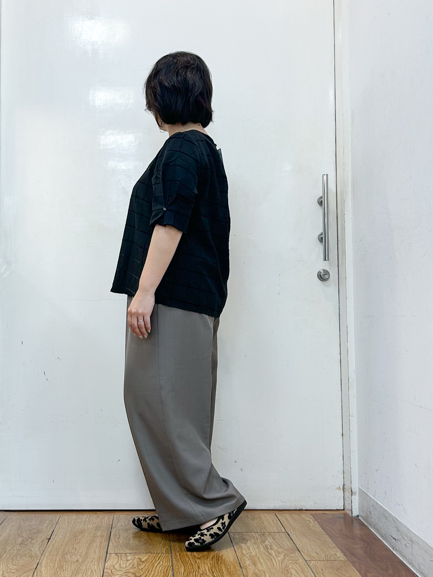 haruさんの「SHOO･LA･RUE｜【セットアップ可/S-LL】1枚で秋気分 モールチェックタックスリーブ ブラウス」を使ったコーディネート