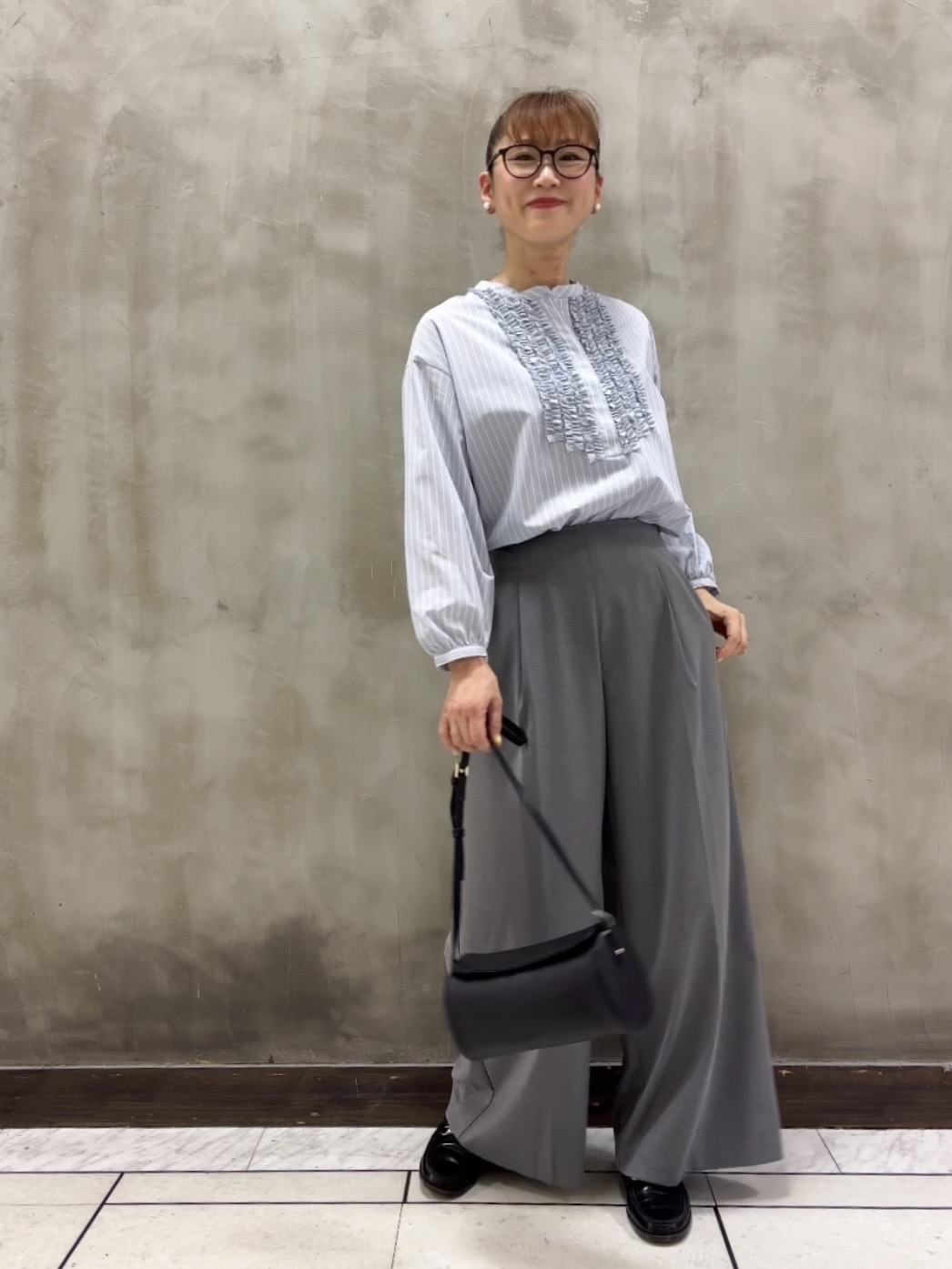 Yasucoさんの「Dessin｜センタープレスワイドパンツ」を使ったコーディネート