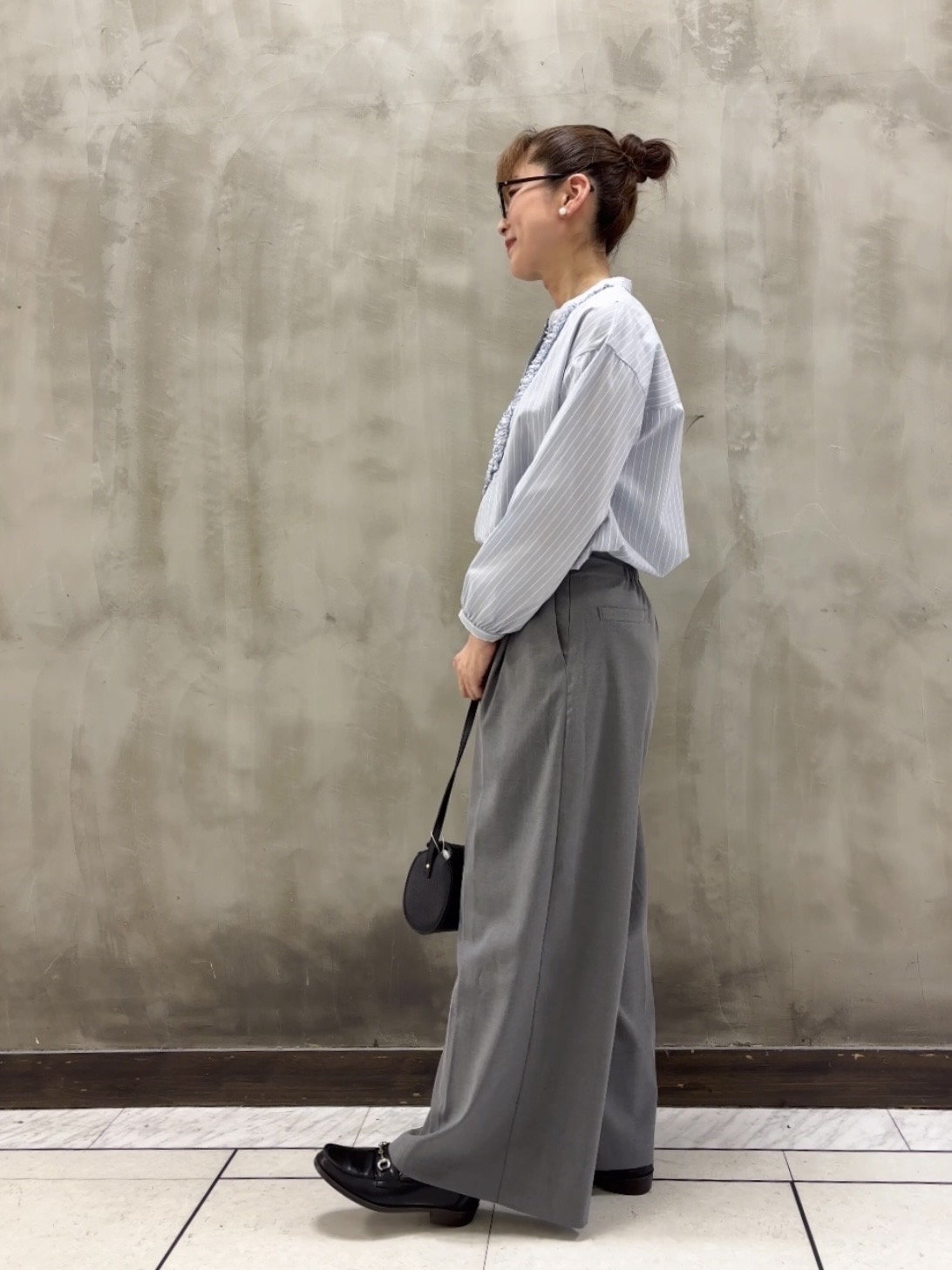 Yasucoさんの「Dessin｜センタープレスワイドパンツ」を使ったコーディネート