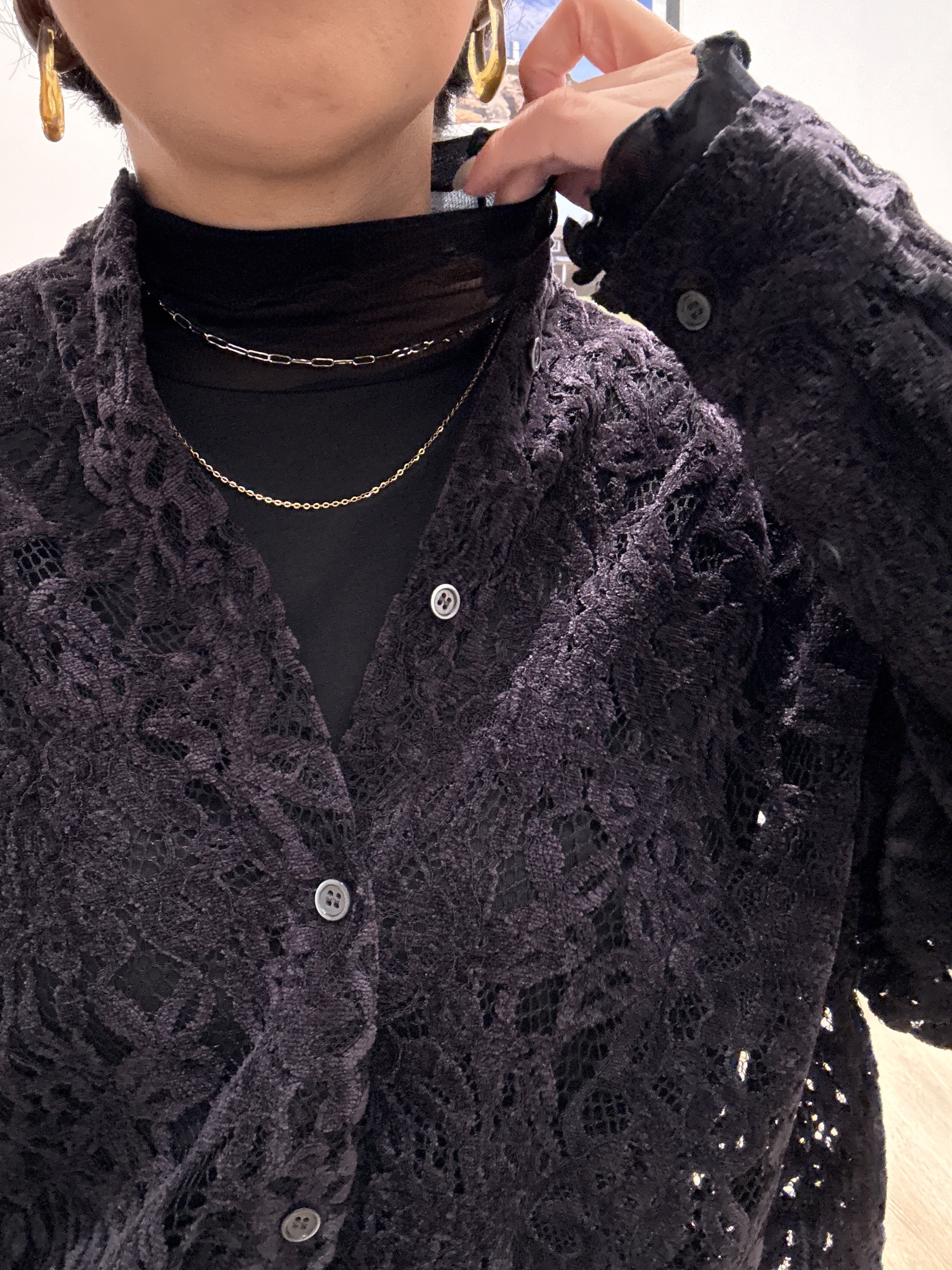 Naoさんの「Dessin｜ブラッシュレースシャツ」を使ったコーディネート