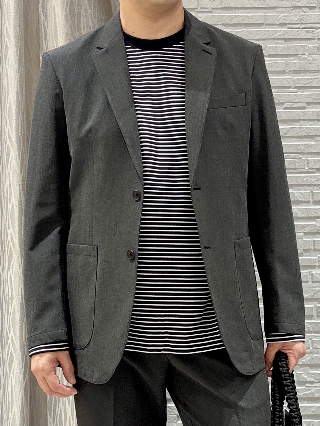 Pーyamaさんの「THE SHOP TK｜【ストレッチ／洗濯機OK／セットアップ可】デニムライク ジャケット」を使ったコーディネート