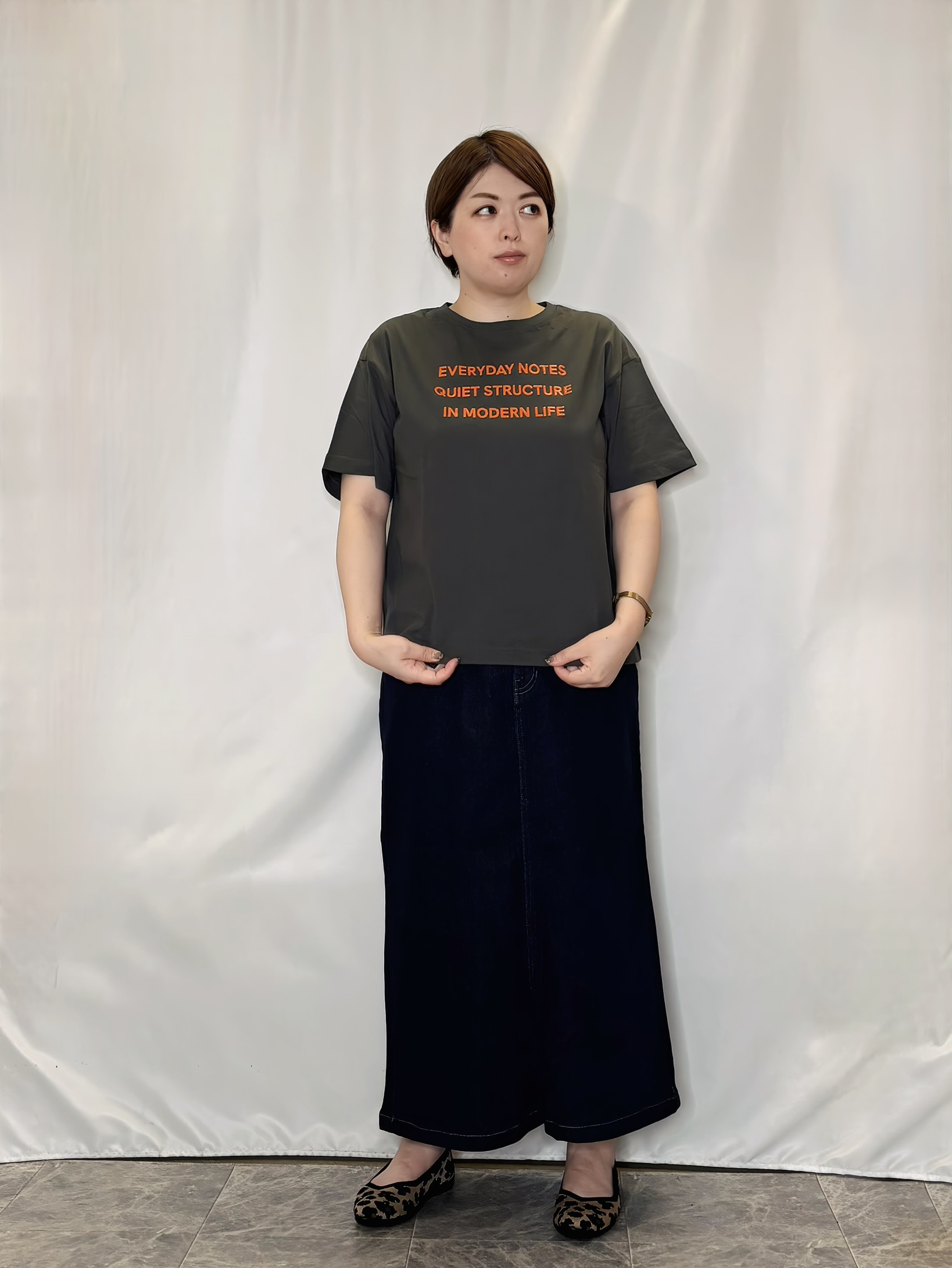たみさんの「SHOO･LA･RUE｜【通気性〇/ひんやり/S-LL】洗濯後しわになりにくい とろみストライプシャツ」を使ったコーディネート