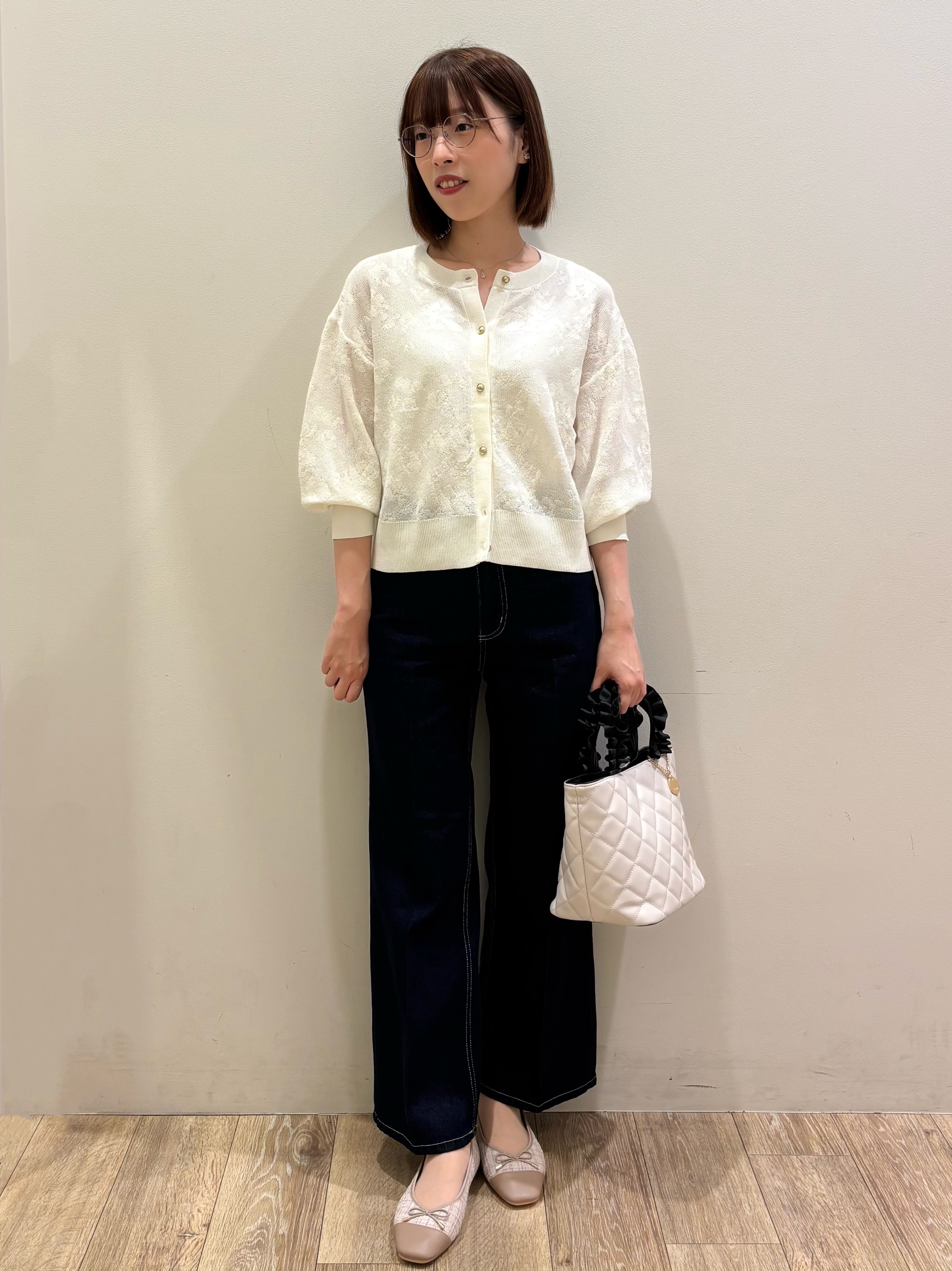 honamiさんの「index｜【８色展開】柄アソートシアーカーディガン《洗濯機OK》」を使ったコーディネート