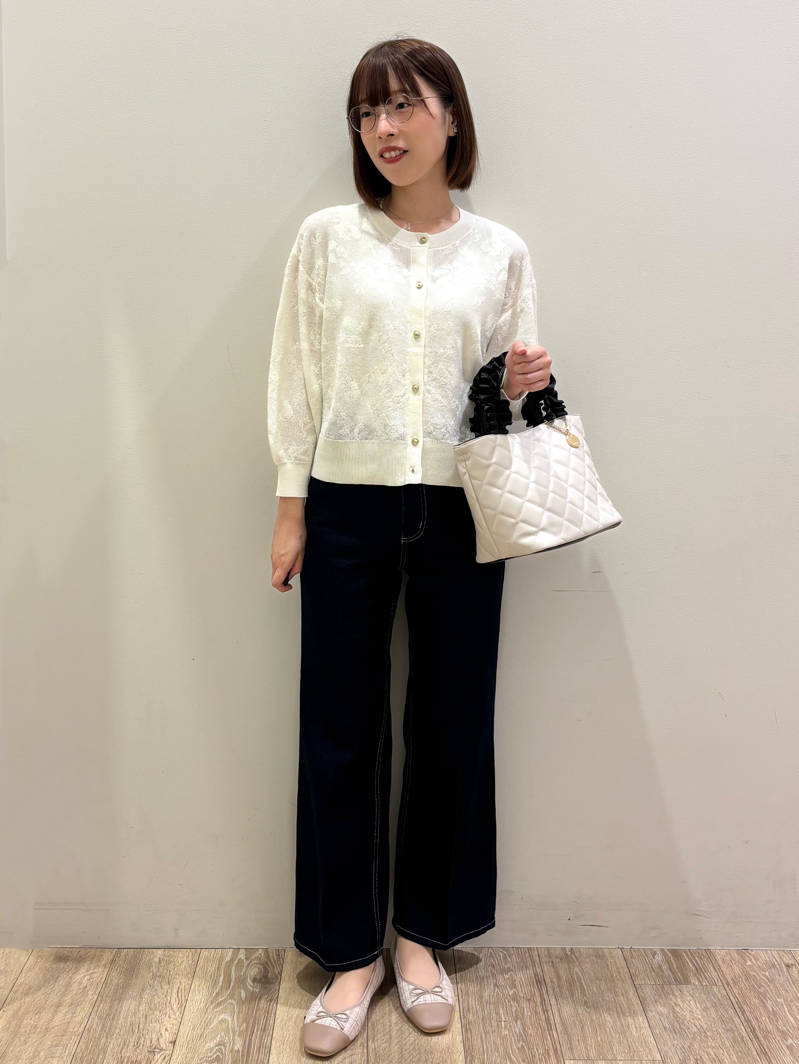 honamiさんの「index｜【８色展開】柄アソートシアーカーディガン《洗濯機OK》」を使ったコーディネート