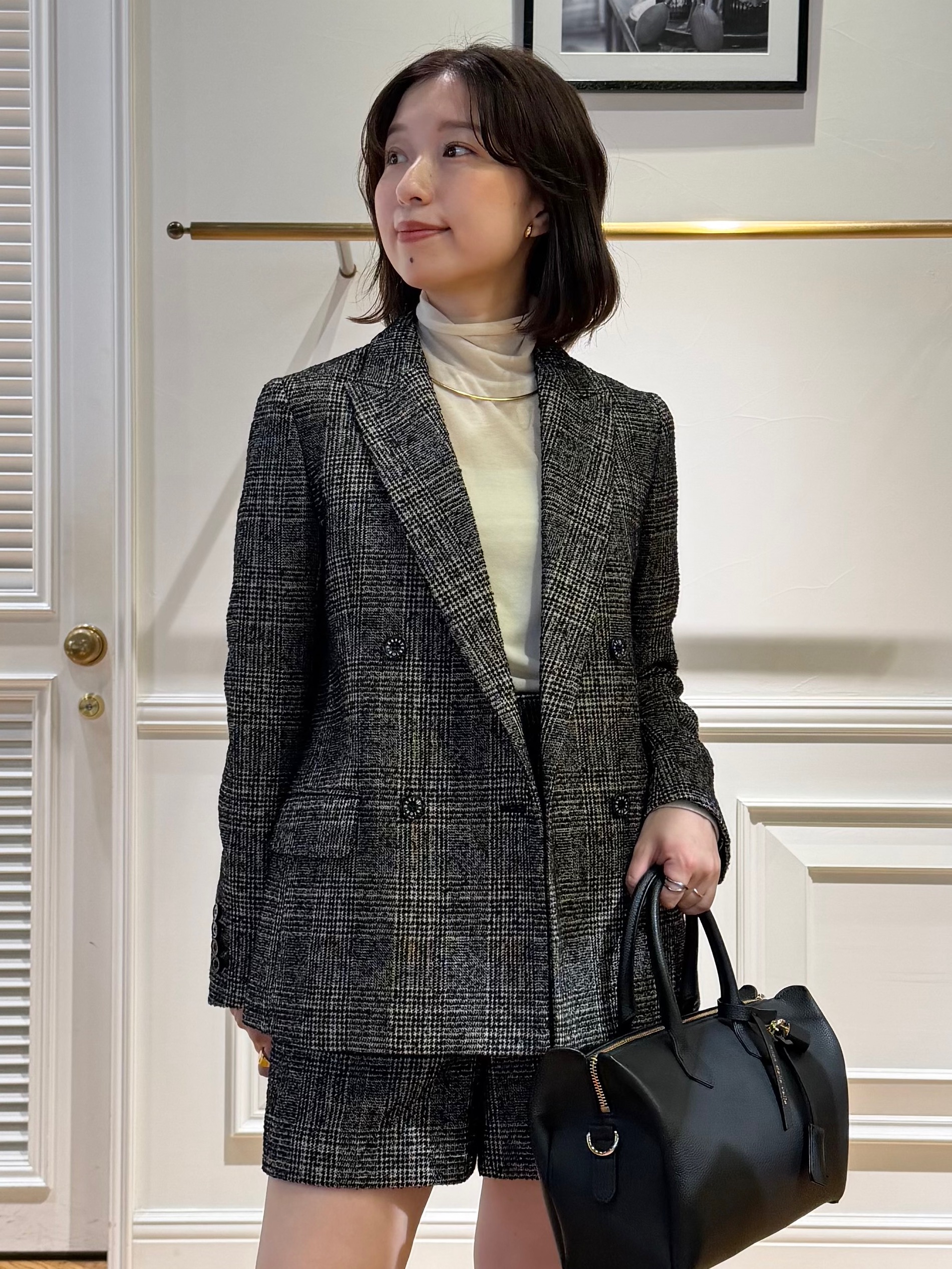 つじ まこさんの「DRESSTERIOR｜【セットアップ可能】ループグレンチェックダブルジャケット」を使ったコーディネート