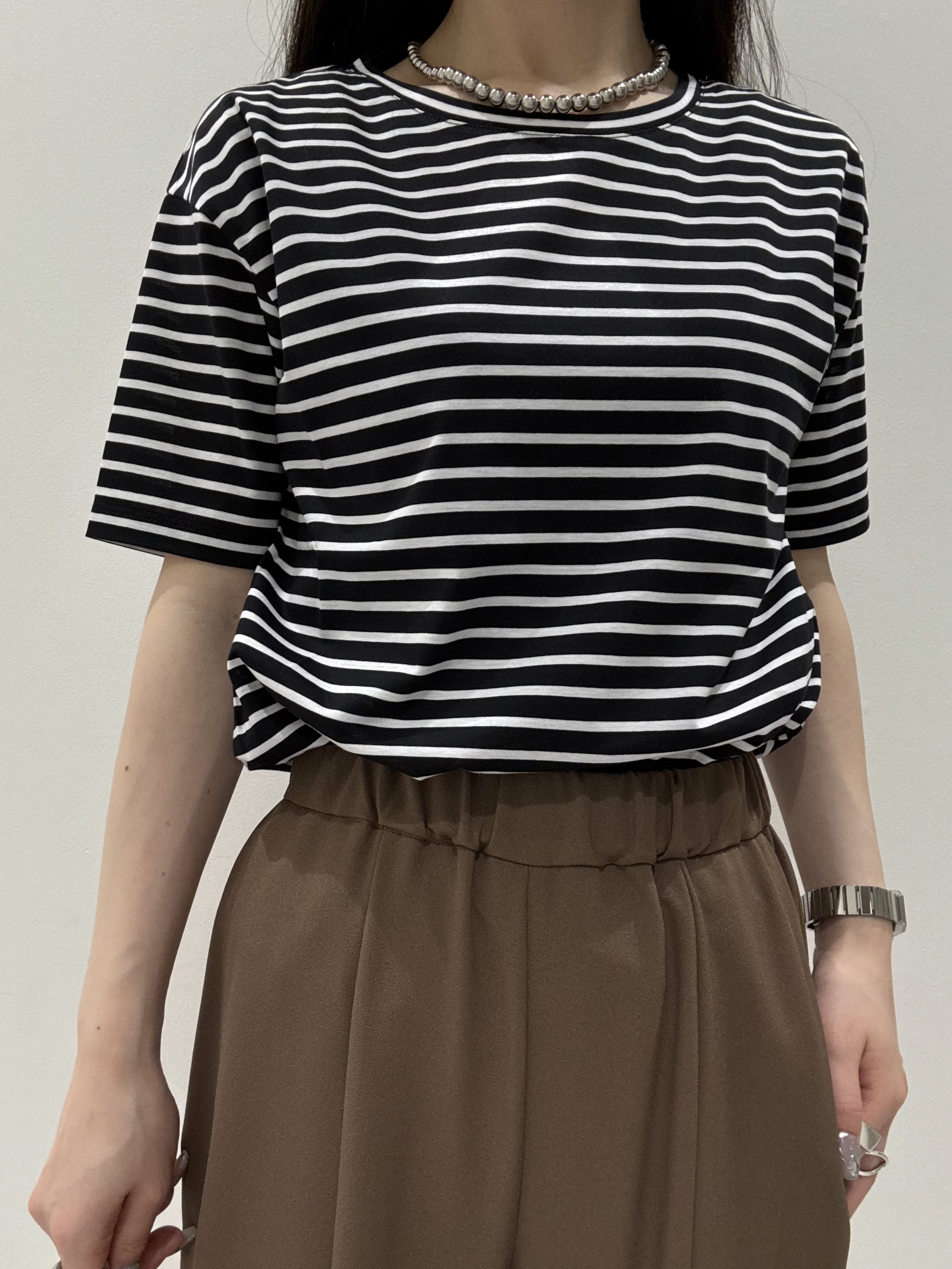 KEIKOさんの「INDIVI｜【ゆったり／着映え】ボーダーリラクシーTシャツ」を使ったコーディネート