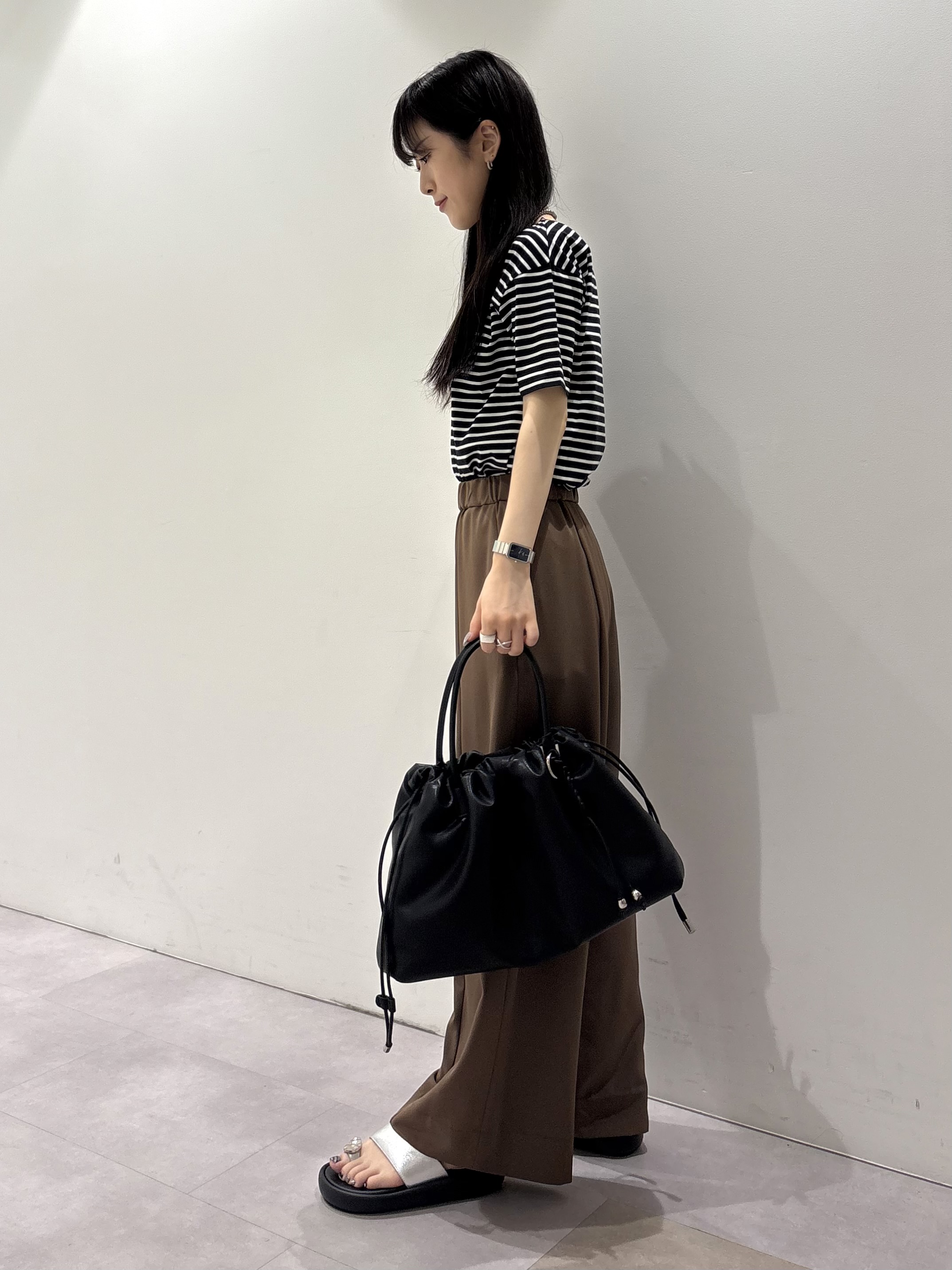 KEIKOさんの「INDIVI｜【ゆったり／着映え】ボーダーリラクシーTシャツ」を使ったコーディネート