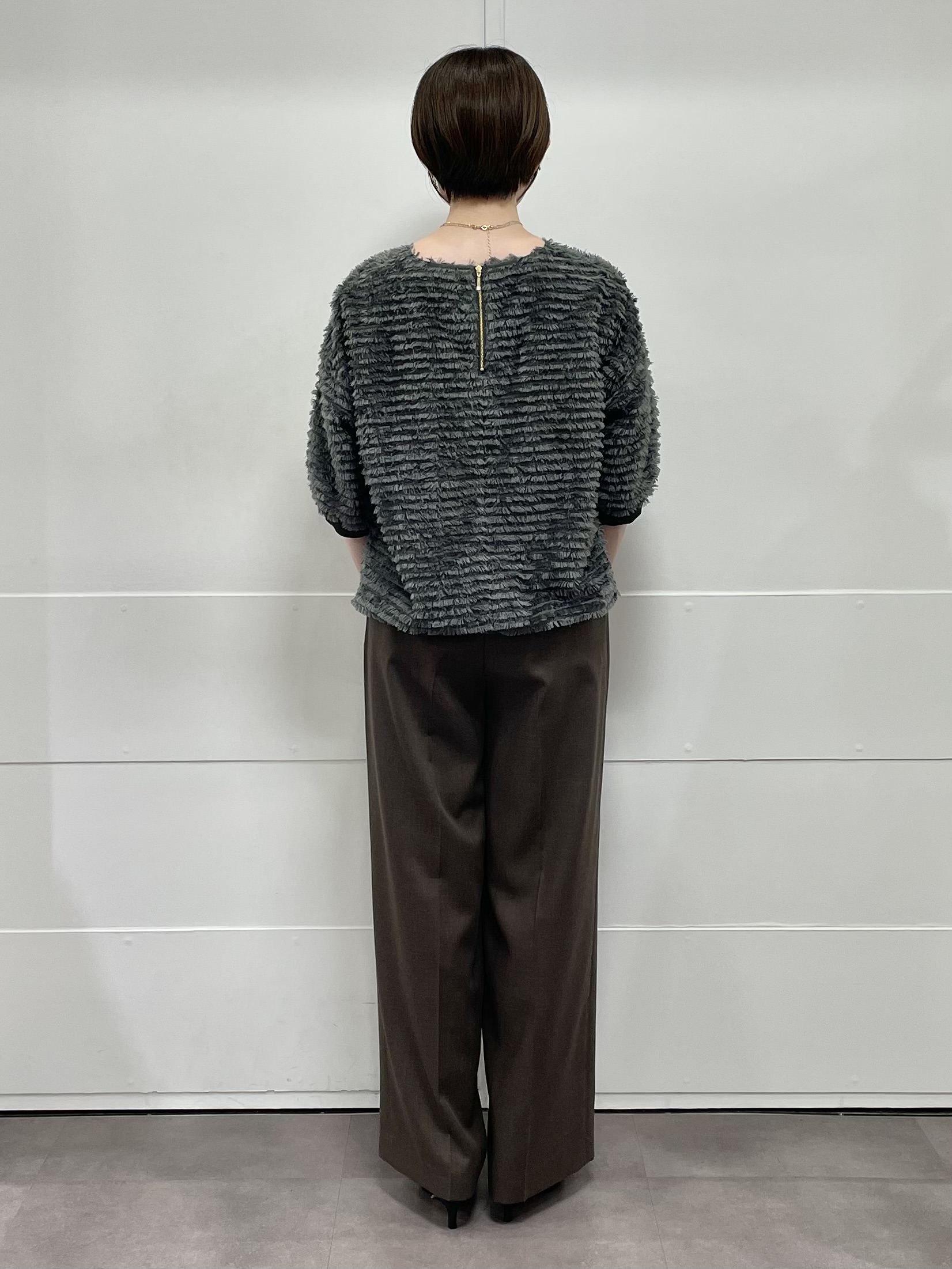 MOMOKOさんの「UNTITLED｜【秋映え/体型カバー】フェザージャガードプルオーバー」を使ったコーディネート