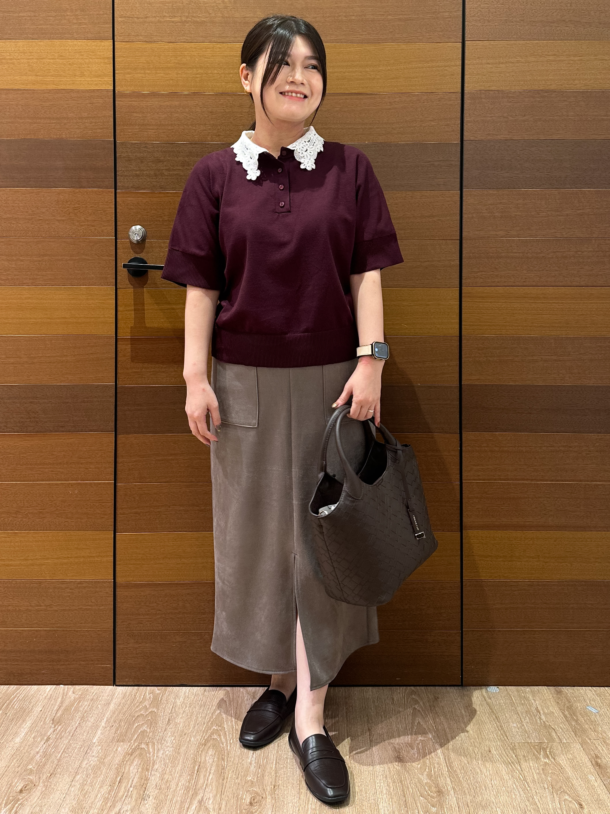 Minさんの「OPAQUE.CLIP｜2WAY衿ドッキングニット《洗濯機OK》」を使ったコーディネート