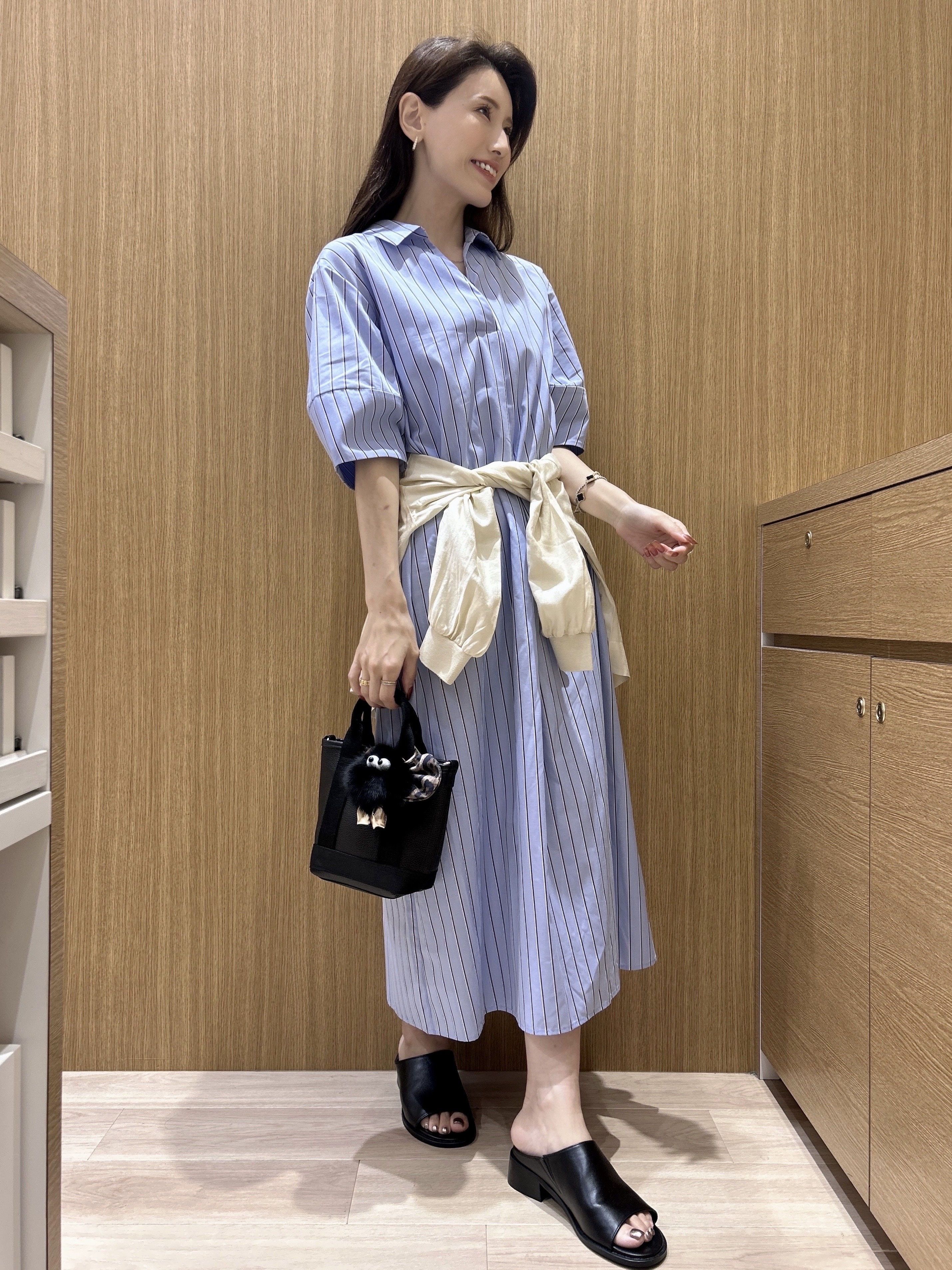 maiさんの「OPAQUE.CLIP｜スキッパーシャツワンピース【洗濯機OK】」を使ったコーディネート