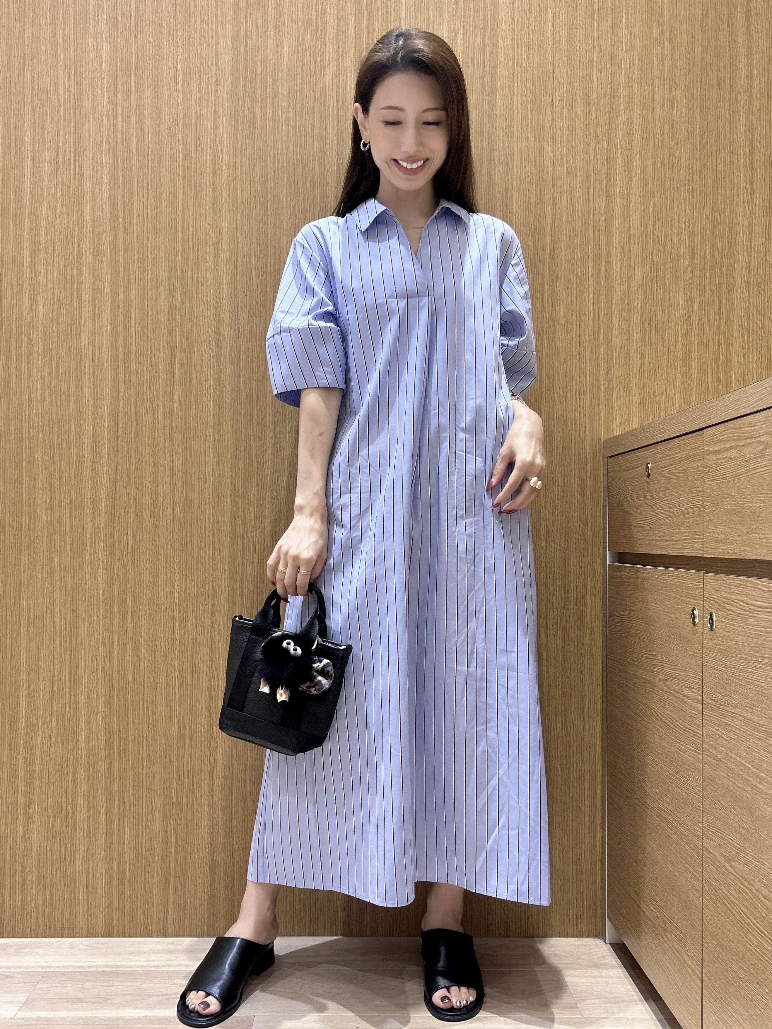 maiさんの「OPAQUE.CLIP｜スキッパーシャツワンピース【洗濯機OK】」を使ったコーディネート