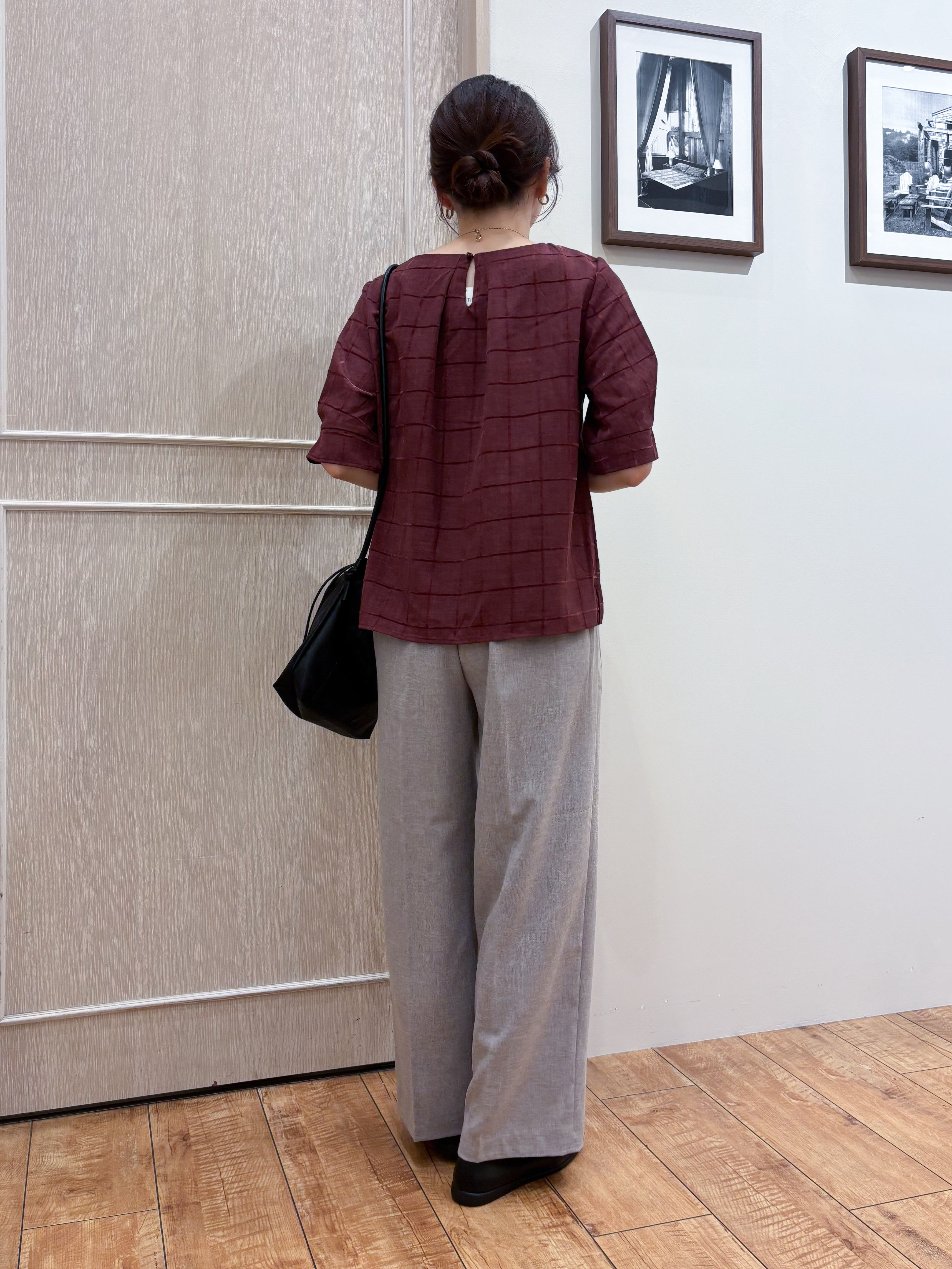 なみさんの「SHOO･LA･RUE｜【セットアップ可/S-LL】1枚で秋気分 モールチェックタックスリーブ ブラウス」を使ったコーディネート