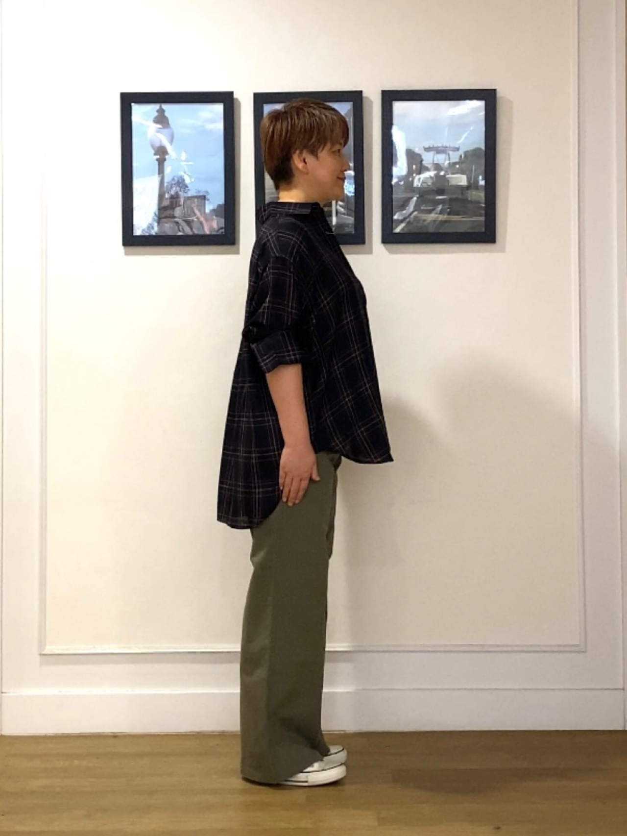 Hiroさんの「Dessin｜【セットアップ可/洗える】シアーチェック オーバーシャツ」を使ったコーディネート