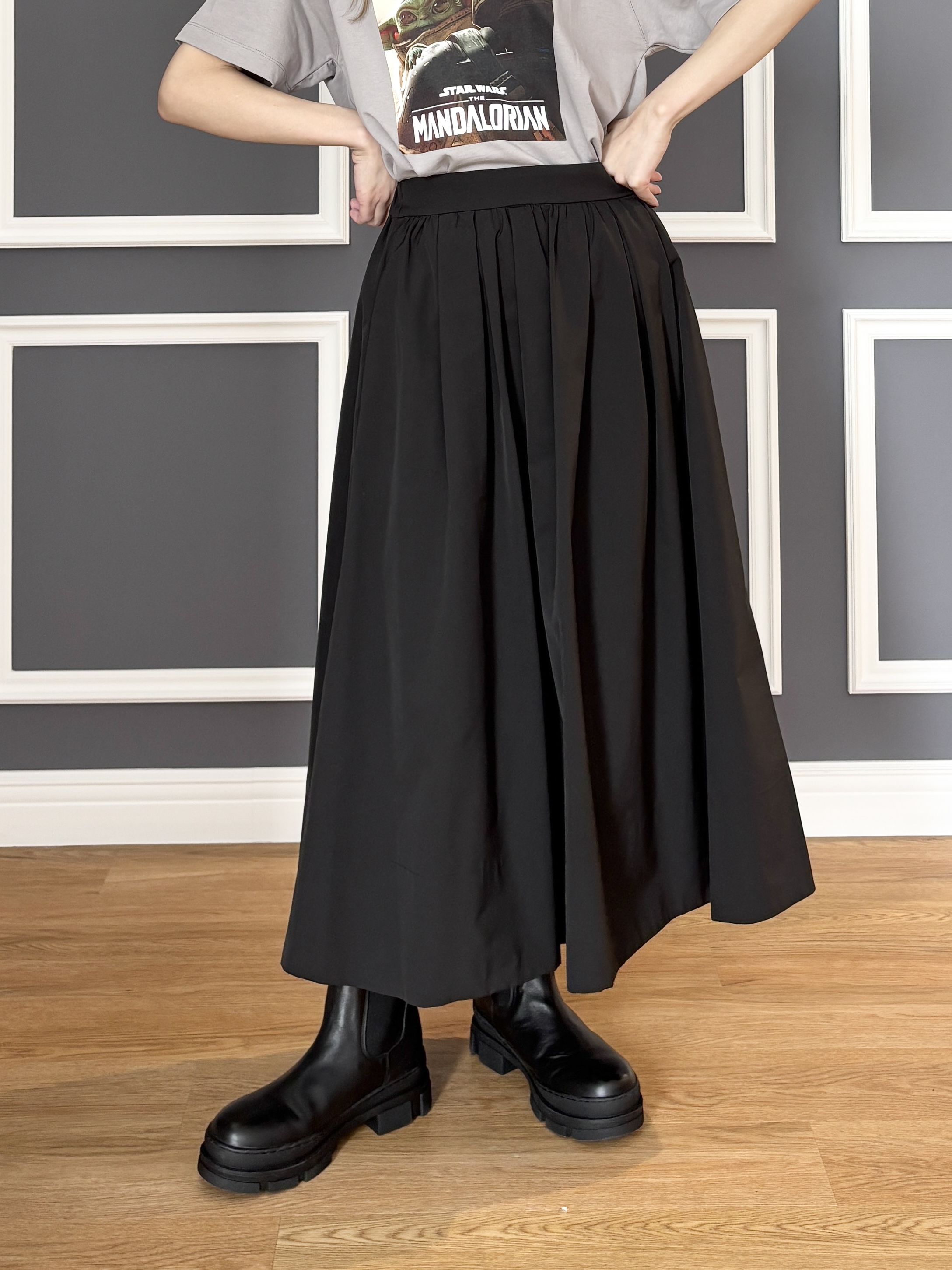 清水夏姫さんの「DRESSTERIOR｜【総ゴム仕様】タックボリュームスカート」を使ったコーディネート