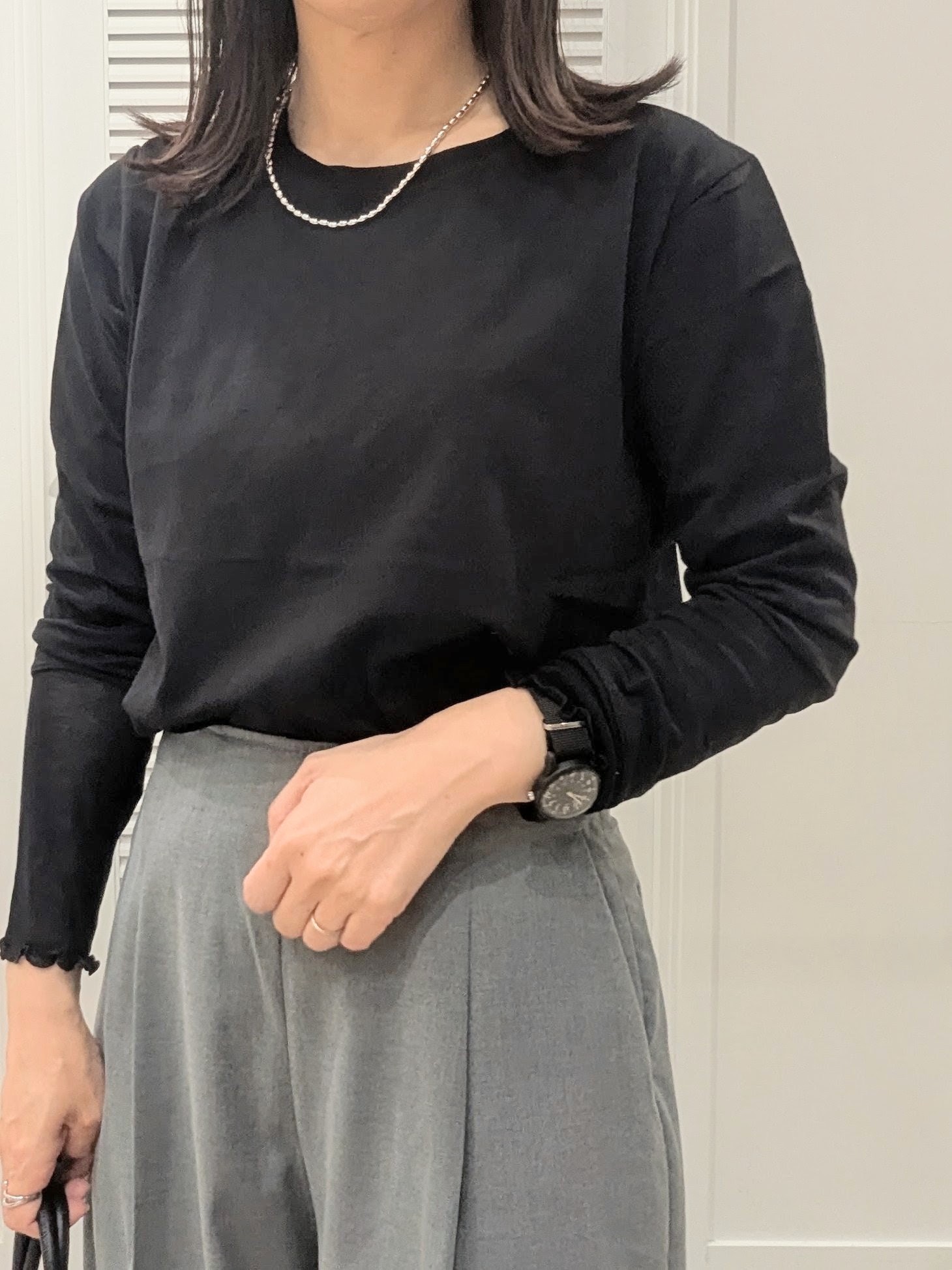 enさんの「Dessin｜シアー切り替えクルーネックカットソー」を使ったコーディネート