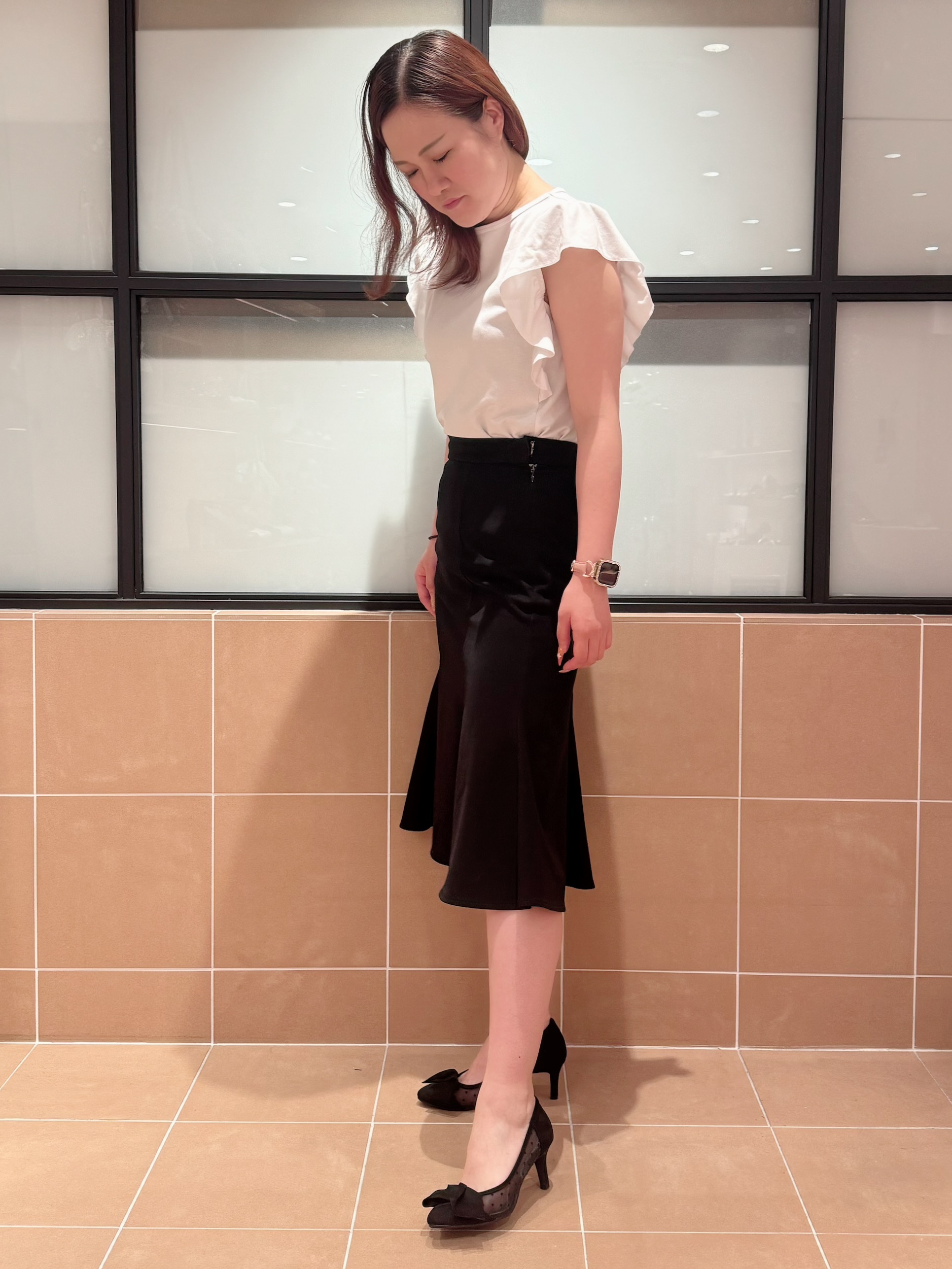 すみれさんの「ESPERANZA｜折りリボンチュールパンプス」を使ったコーディネート