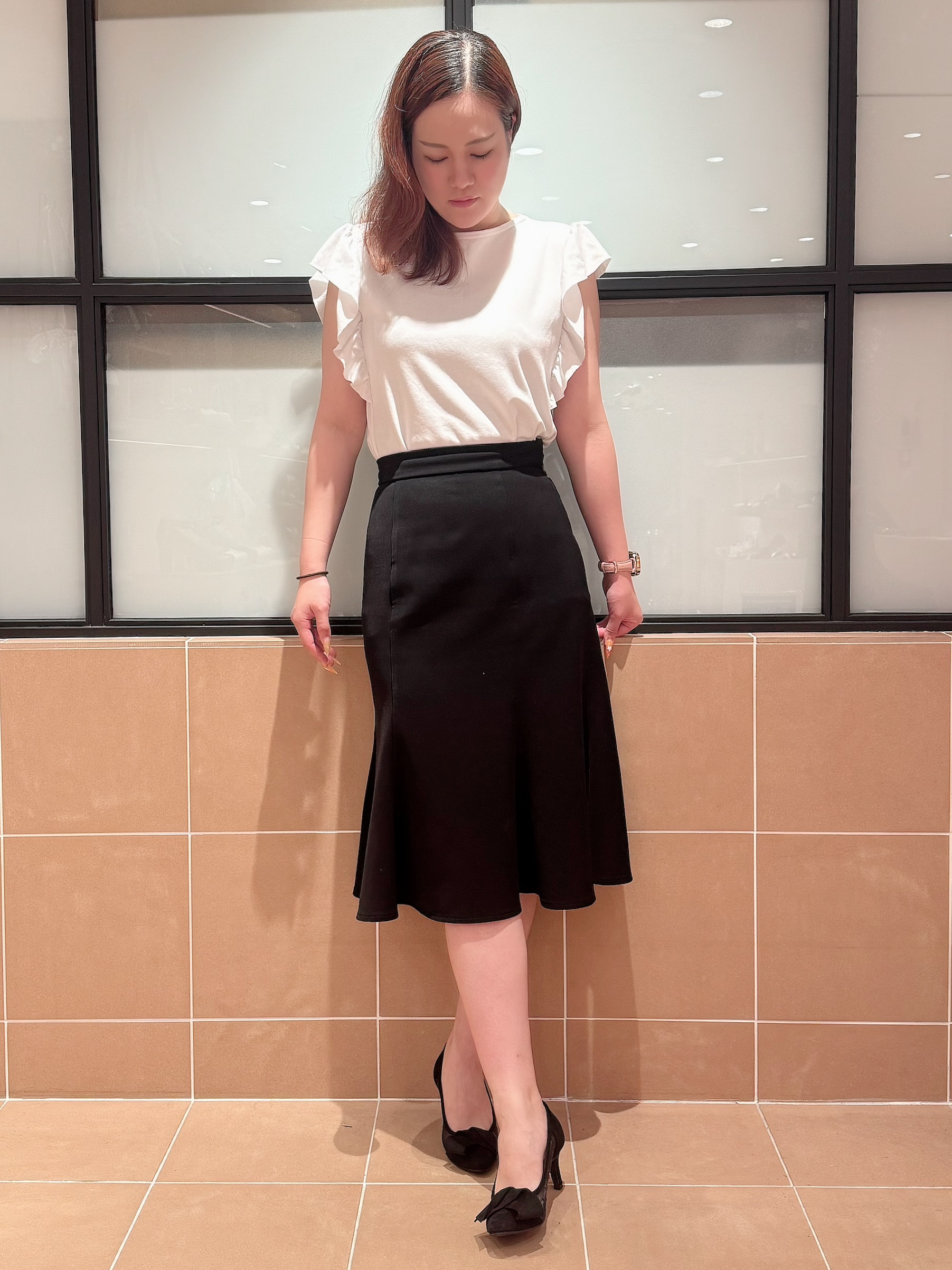 すみれさんの「ESPERANZA｜折りリボンチュールパンプス」を使ったコーディネート