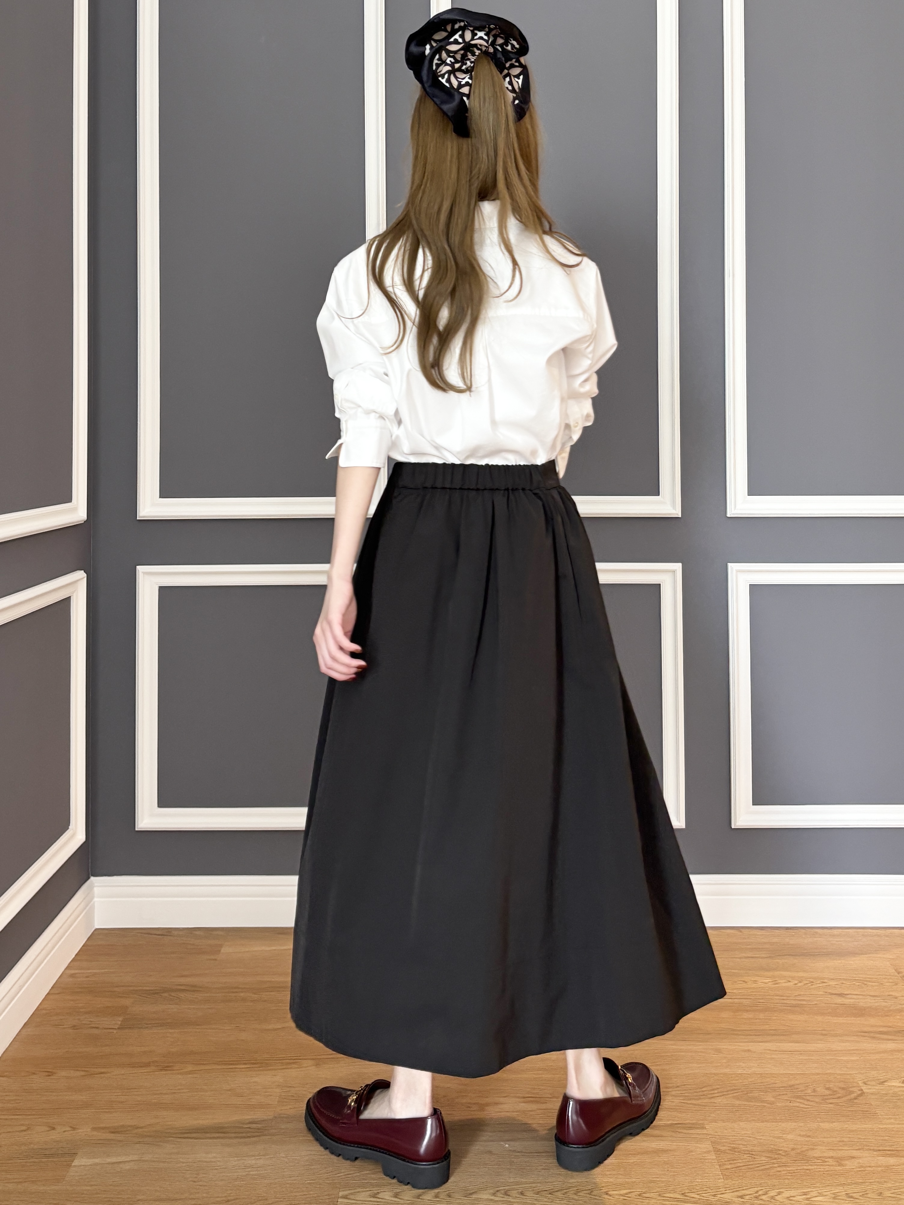 清水夏姫さんの「DRESSTERIOR｜【総ゴム仕様】タックボリュームスカート」を使ったコーディネート