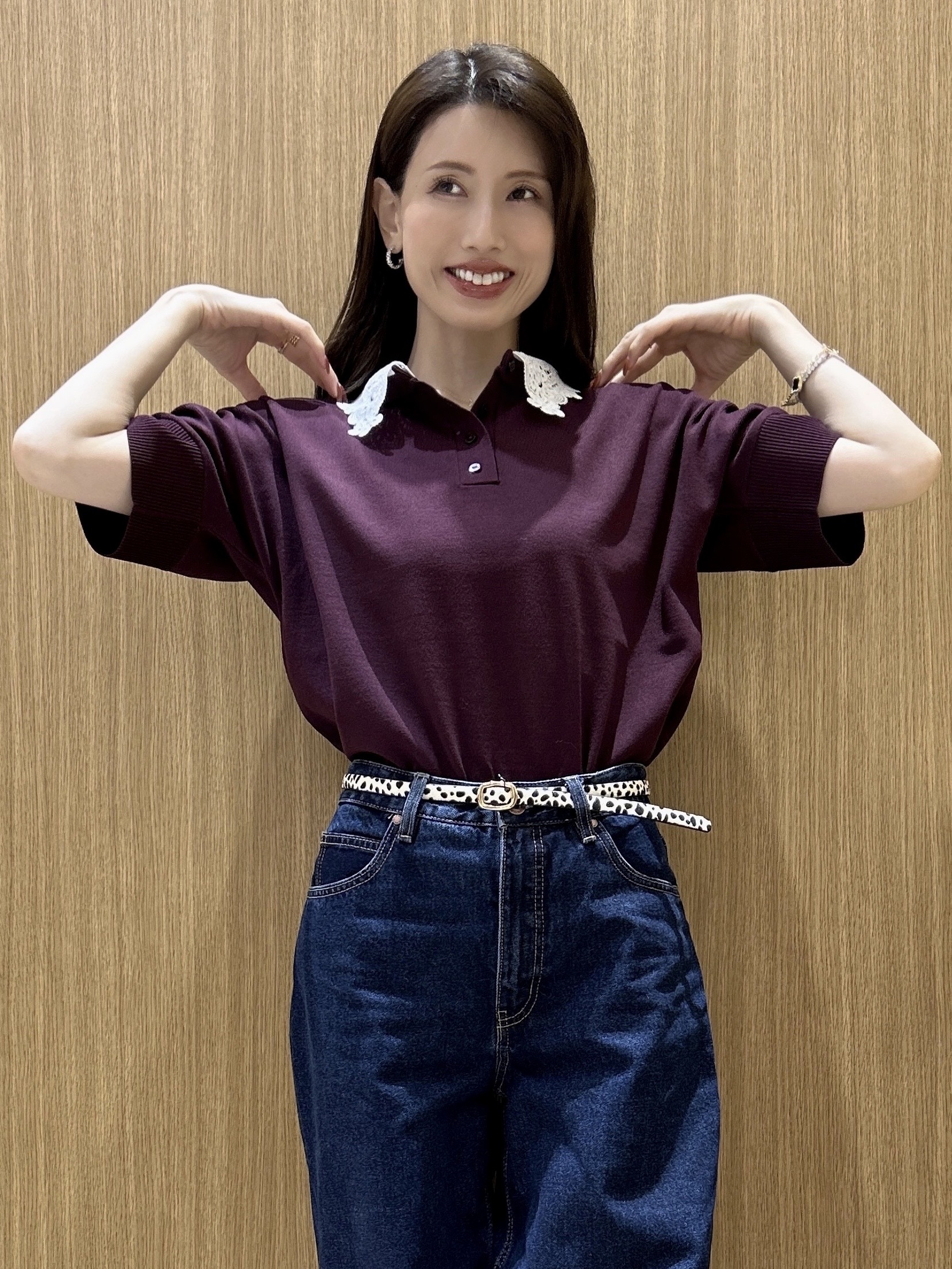 maiさんの「OPAQUE.CLIP｜2WAY衿ドッキングニット《洗濯機OK》」を使ったコーディネート