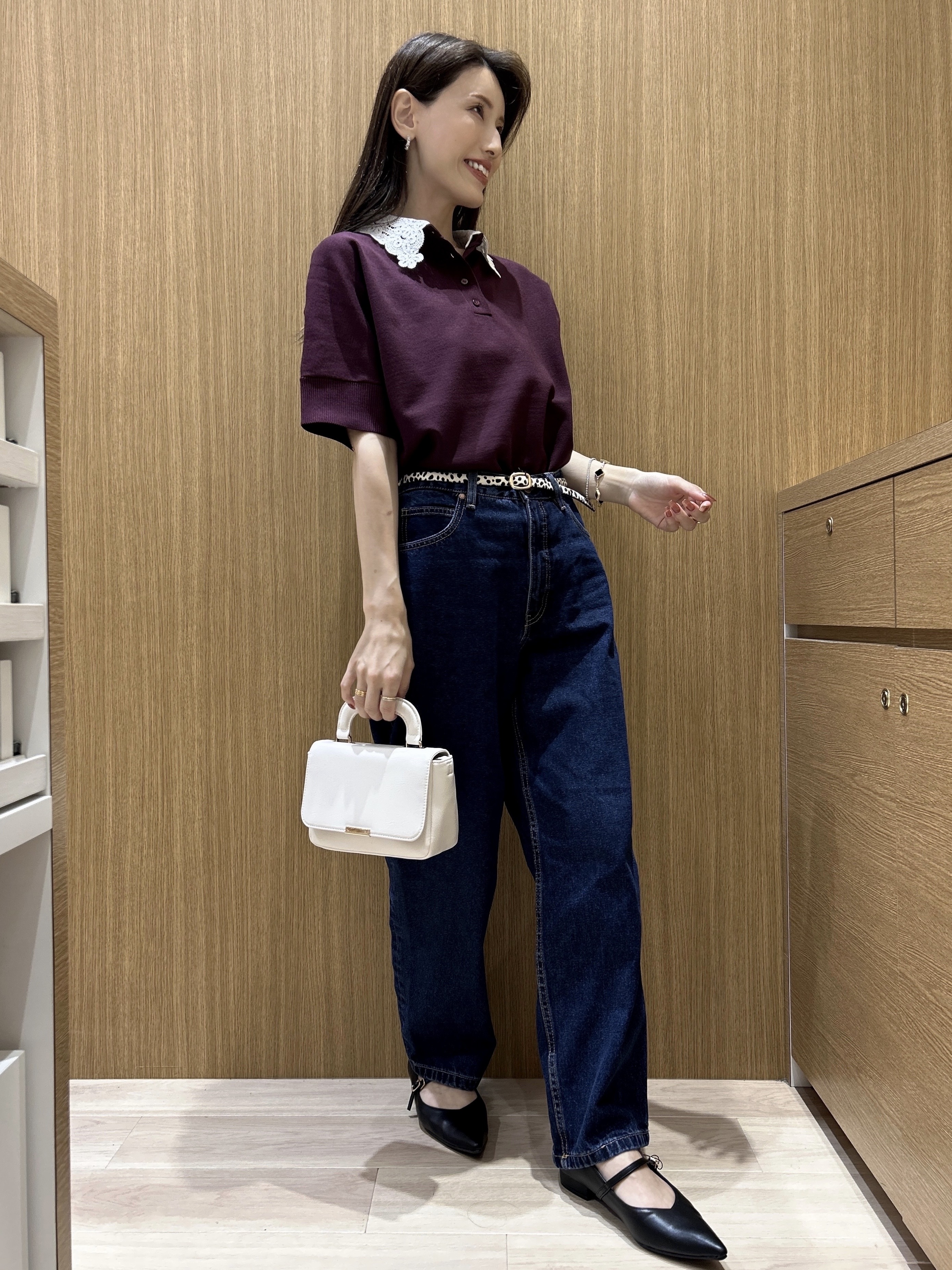 maiさんの「OPAQUE.CLIP｜2WAY衿ドッキングニット《洗濯機OK》」を使ったコーディネート