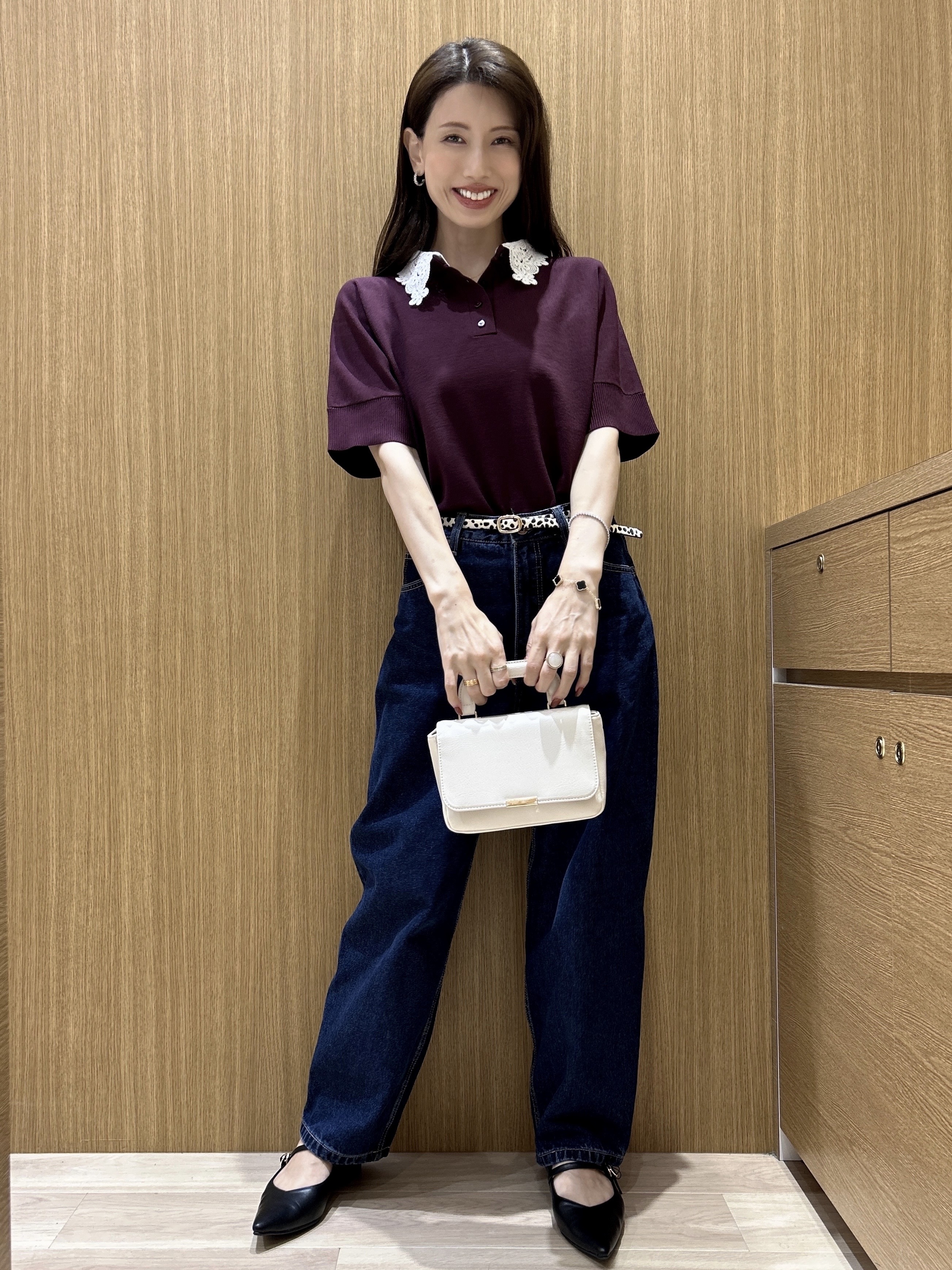 maiさんの「OPAQUE.CLIP｜2WAY衿ドッキングニット《洗濯機OK》」を使ったコーディネート
