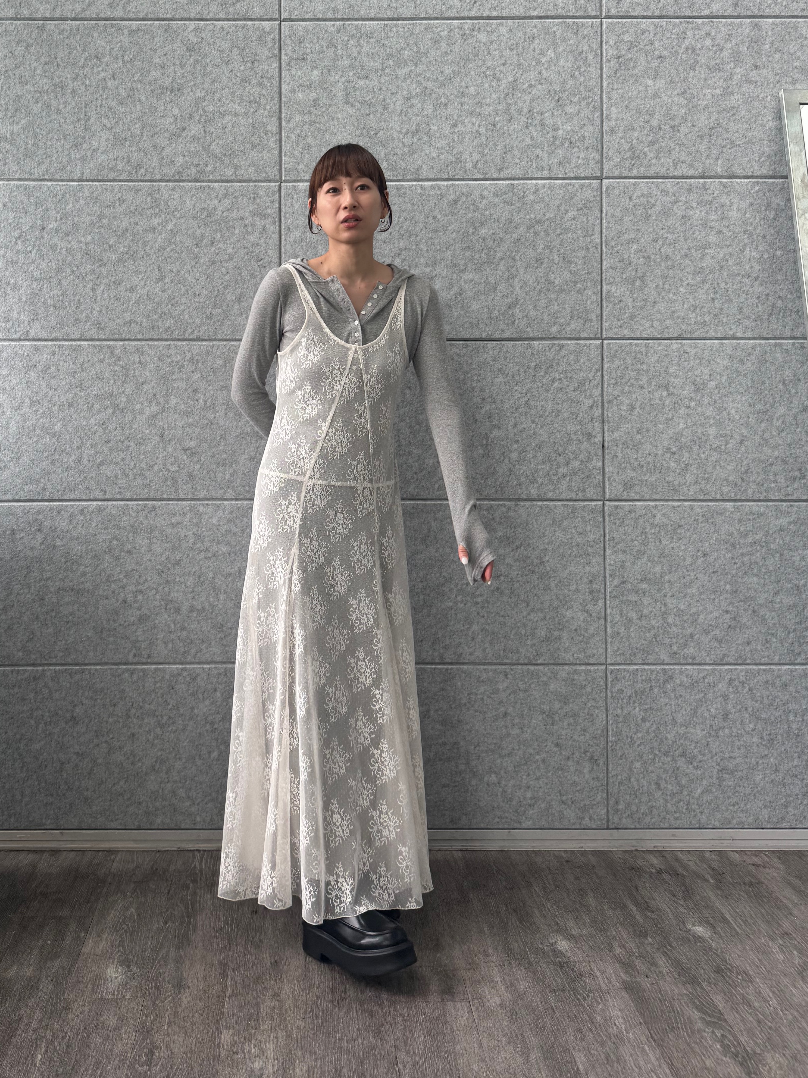 designer yukaさんの「CODE A｜UKI UKI＊CODE A｜hooded jersey dress」を使ったコーディネート
