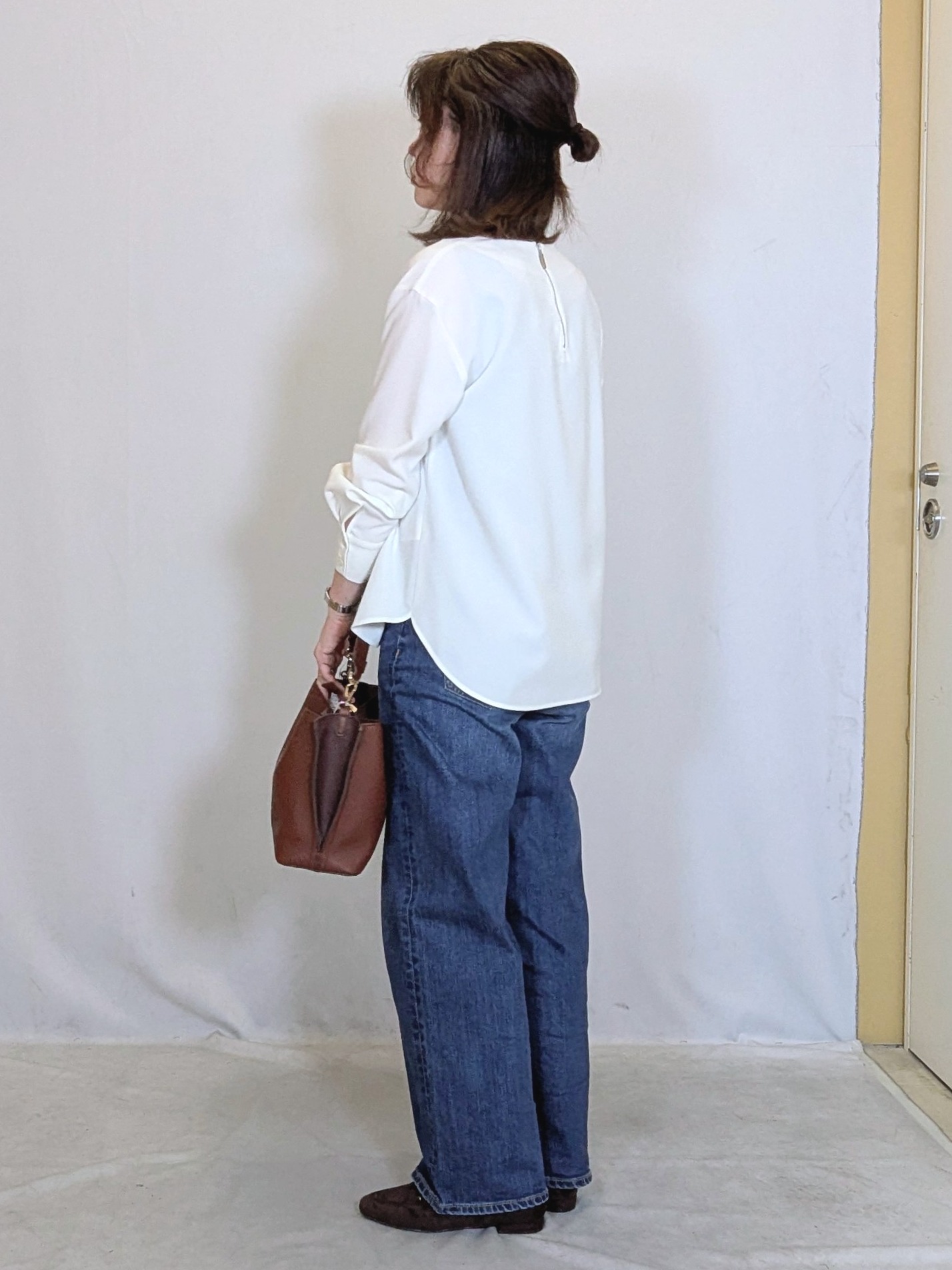 幸さんの「Reflect｜【通勤】きれいめラウンドネックブラウス」を使ったコーディネート