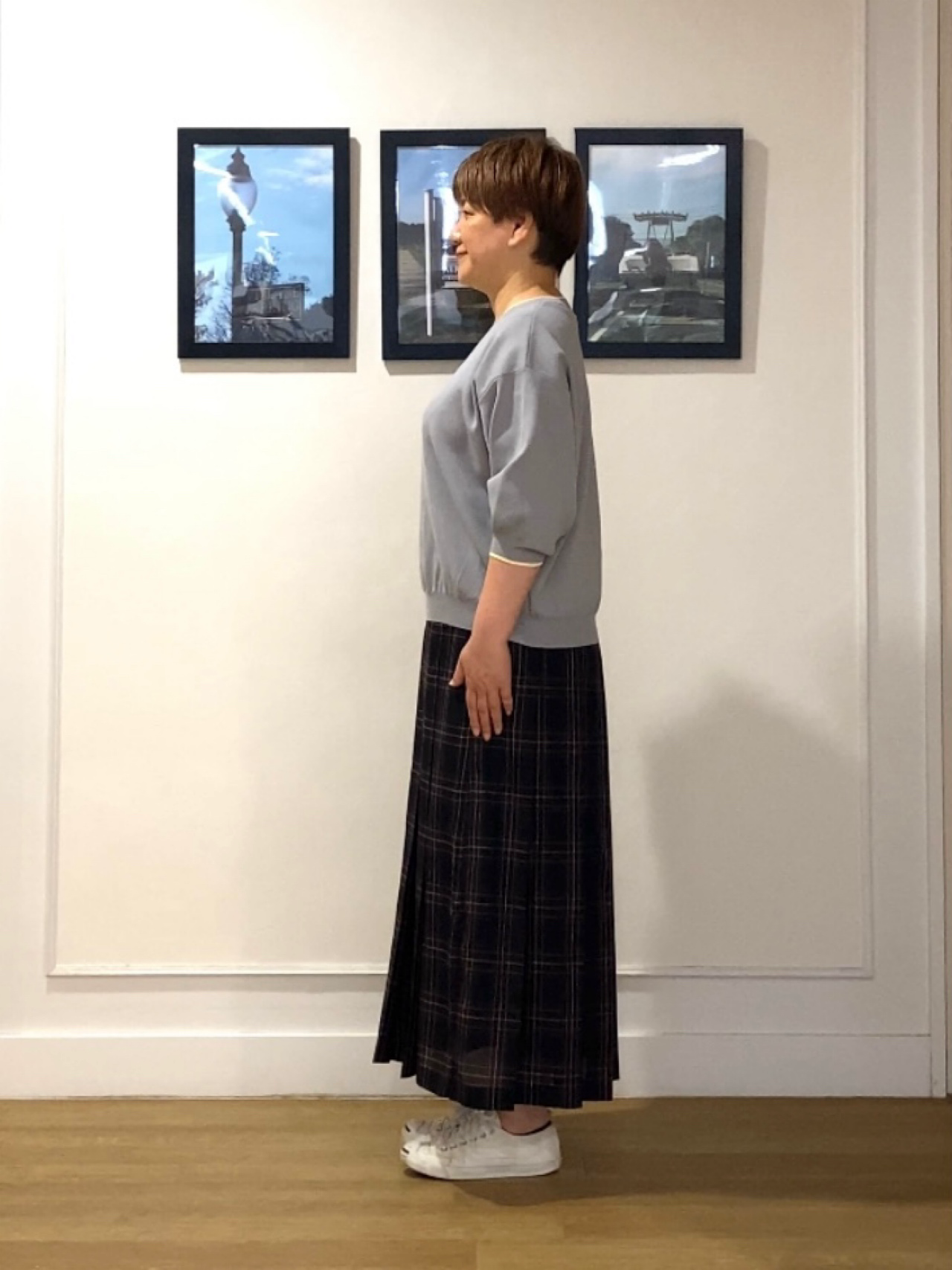 Hiroさんの「Dessin｜【UVカット/洗濯機OK】6分袖配色ニット」を使ったコーディネート