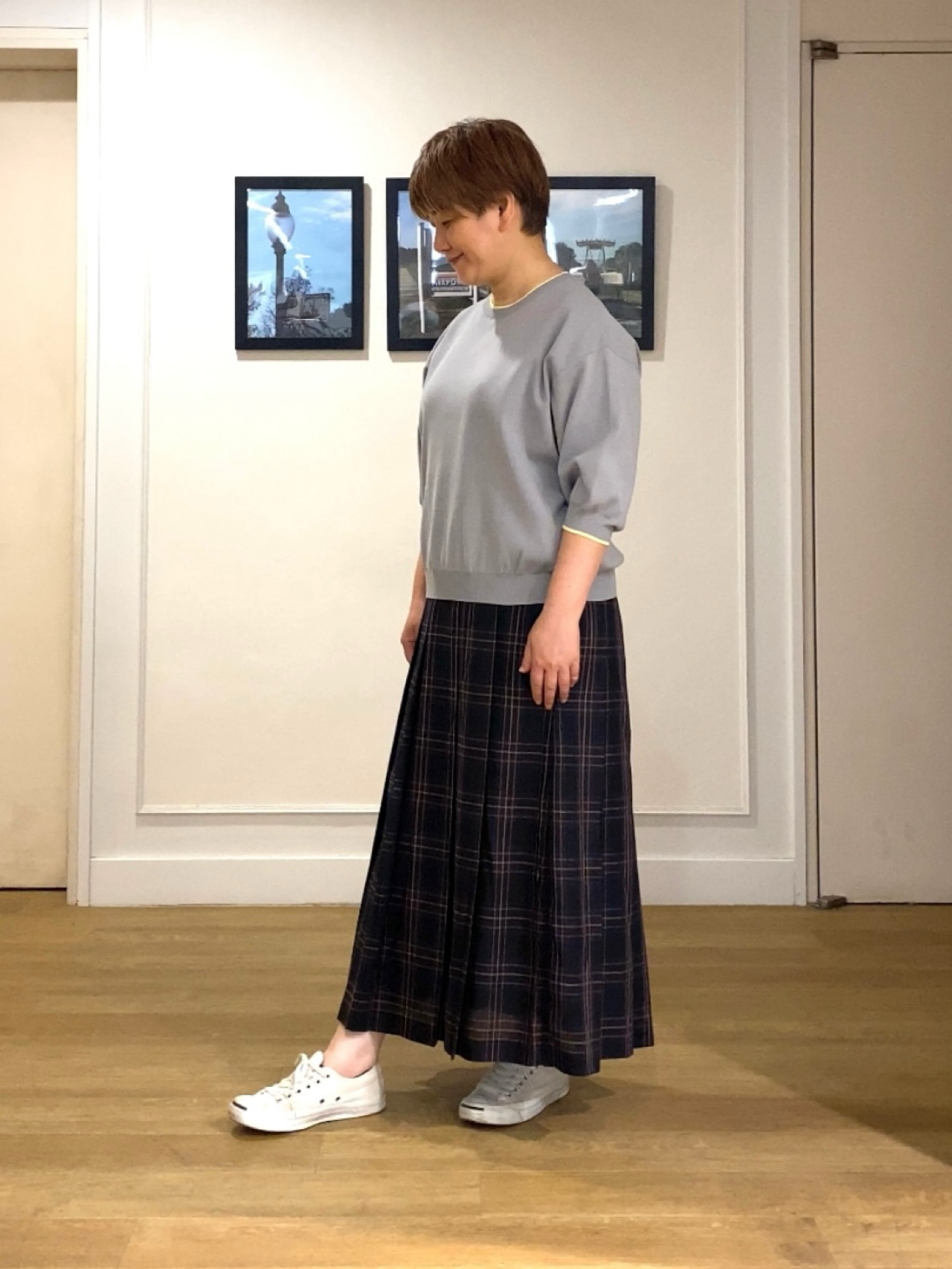 Hiroさんの「Dessin｜【UVカット/洗濯機OK】6分袖配色ニット」を使ったコーディネート