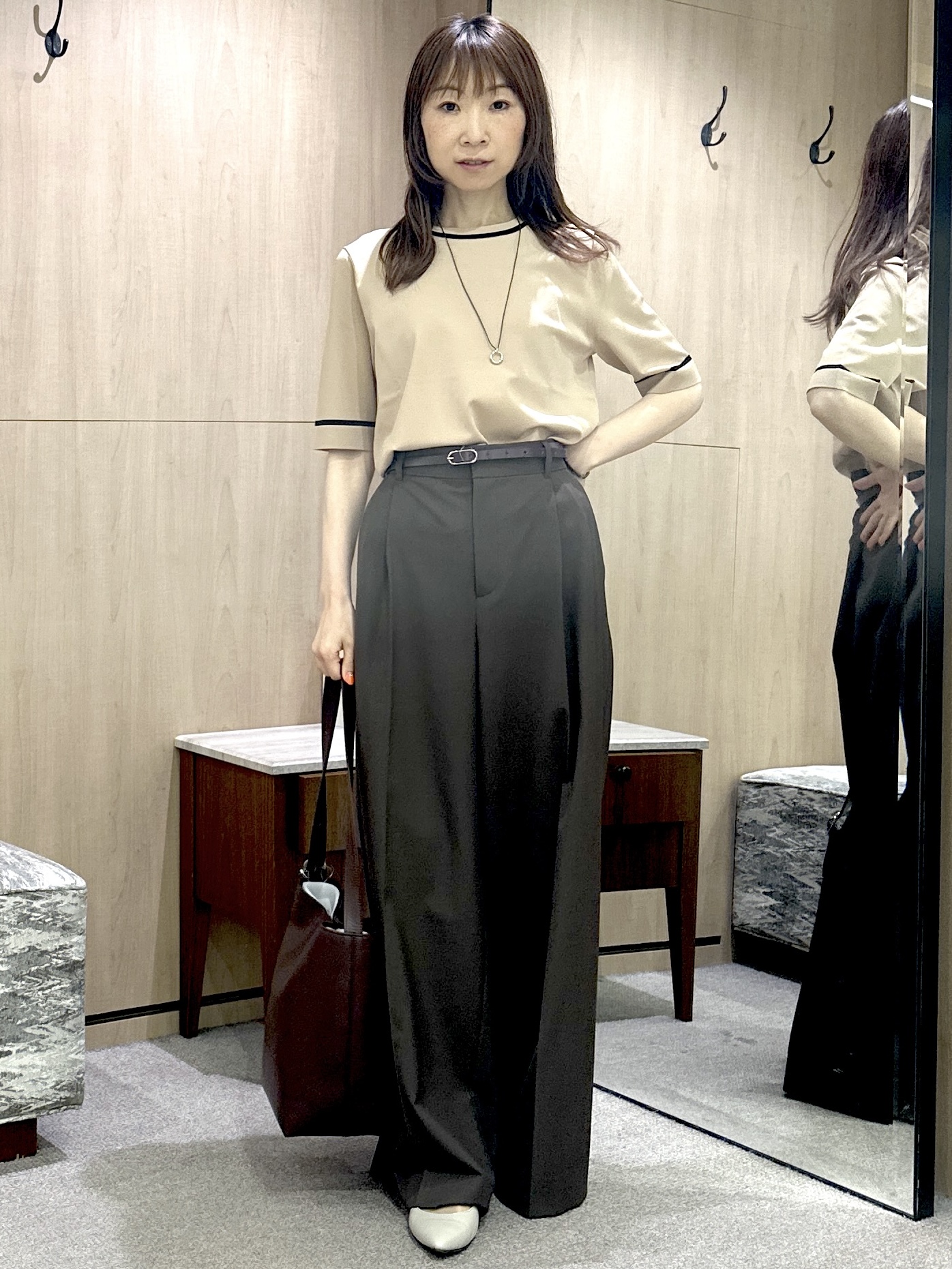 Miwaさんの「UNTITLED｜【アンサンブル可/きれいめ/通勤】コンパクト5分袖ニット」を使ったコーディネート