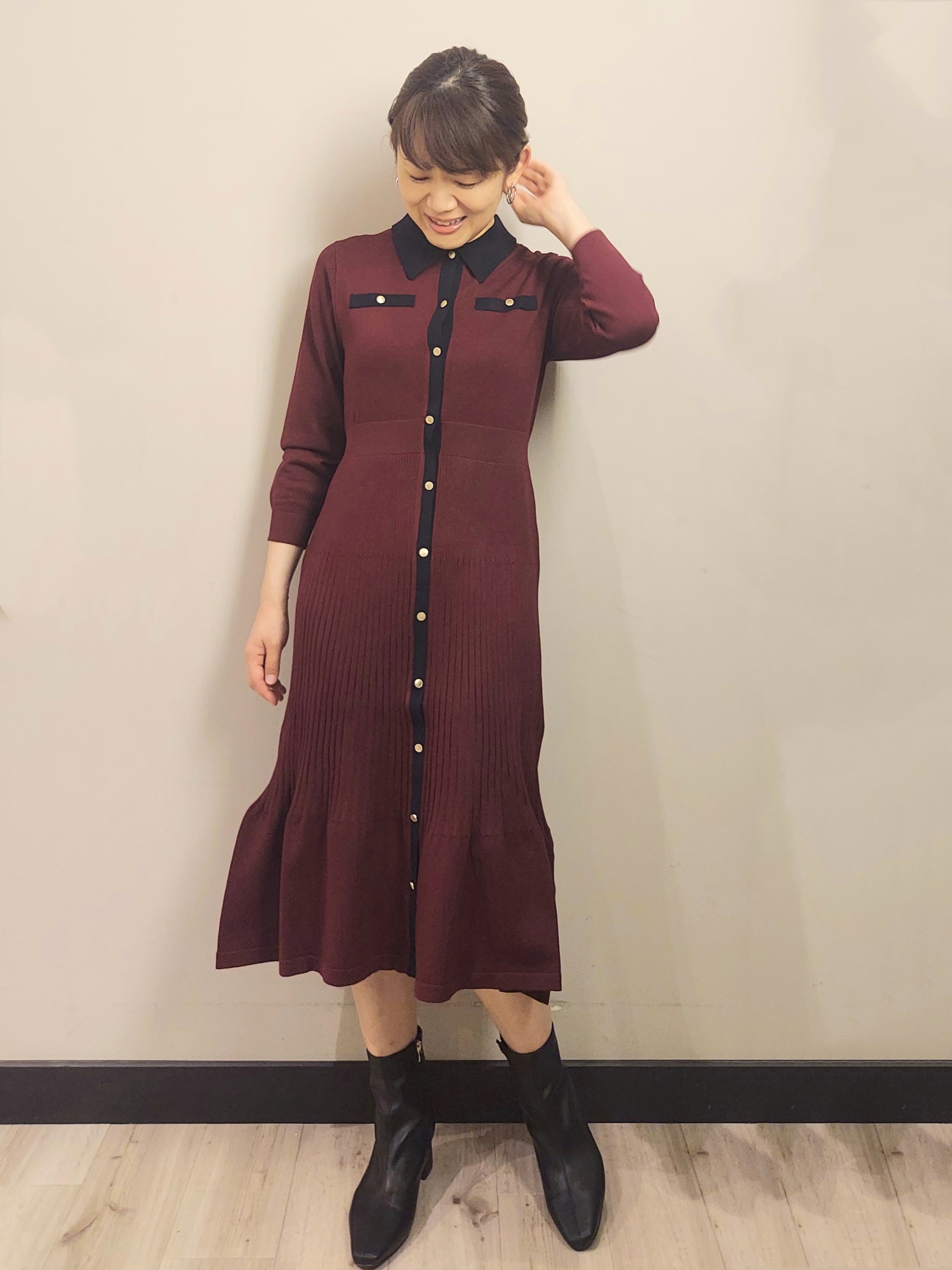 MAKIさんの「index｜ポロニットワンピース【洗濯機OK／抗ピル】」を使ったコーディネート