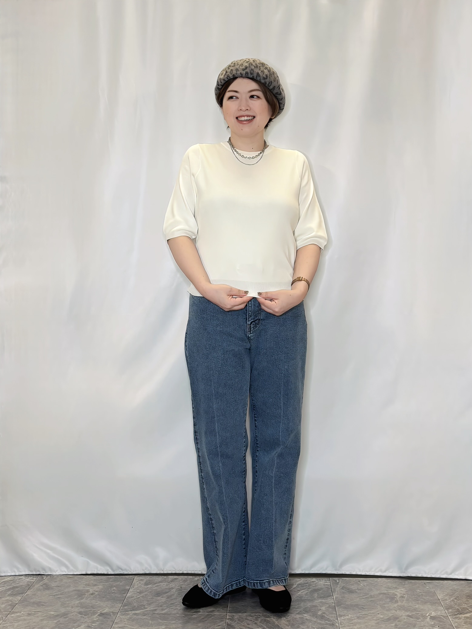 たみさんの「SHOO･LA･RUE｜【S-LL/洗濯機可】Gジャン風 軽く羽織れるシアージャケット」を使ったコーディネート