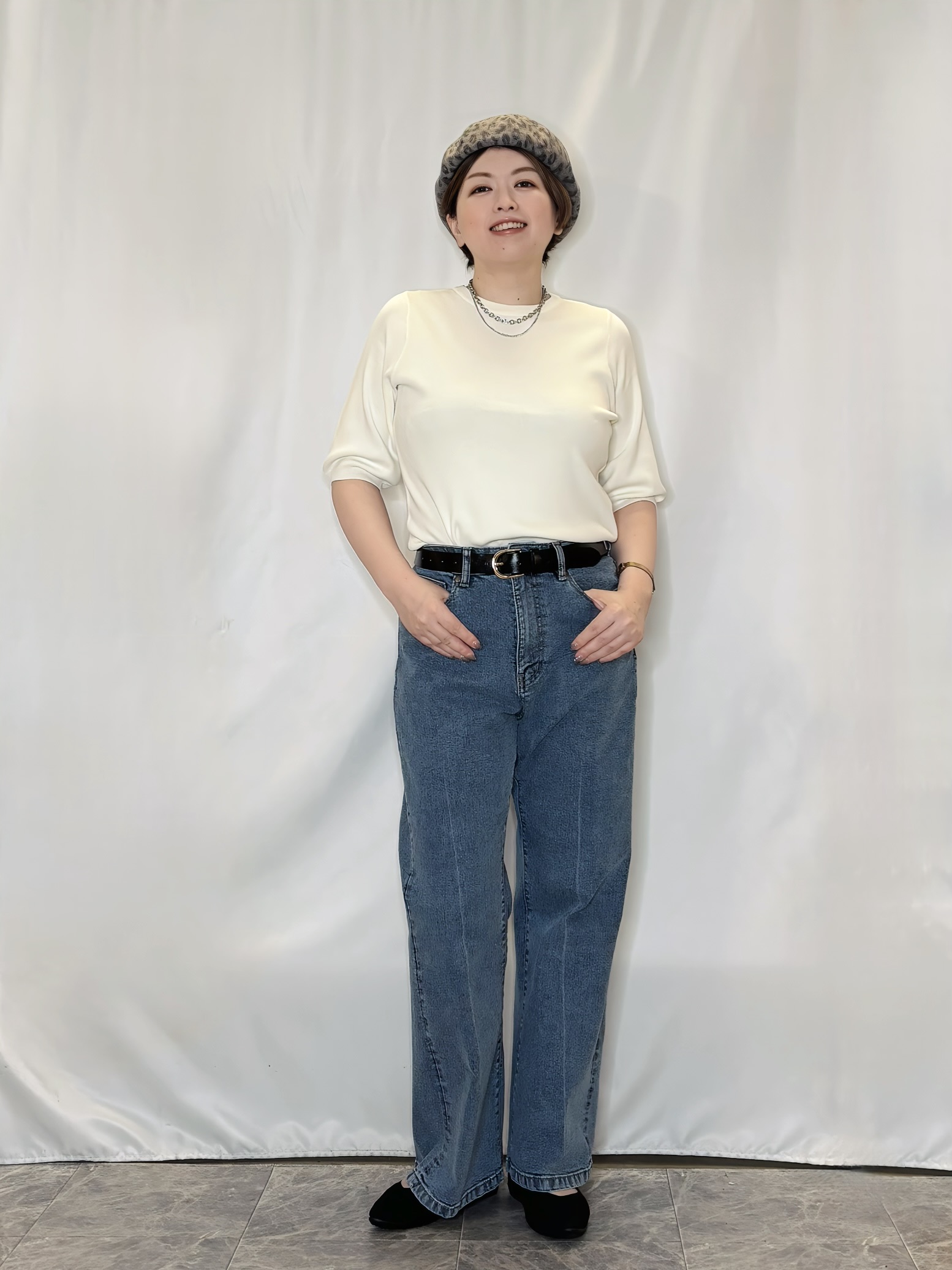 たみさんの「SHOO･LA･RUE｜【S-LL/洗濯機可】Gジャン風 軽く羽織れるシアージャケット」を使ったコーディネート